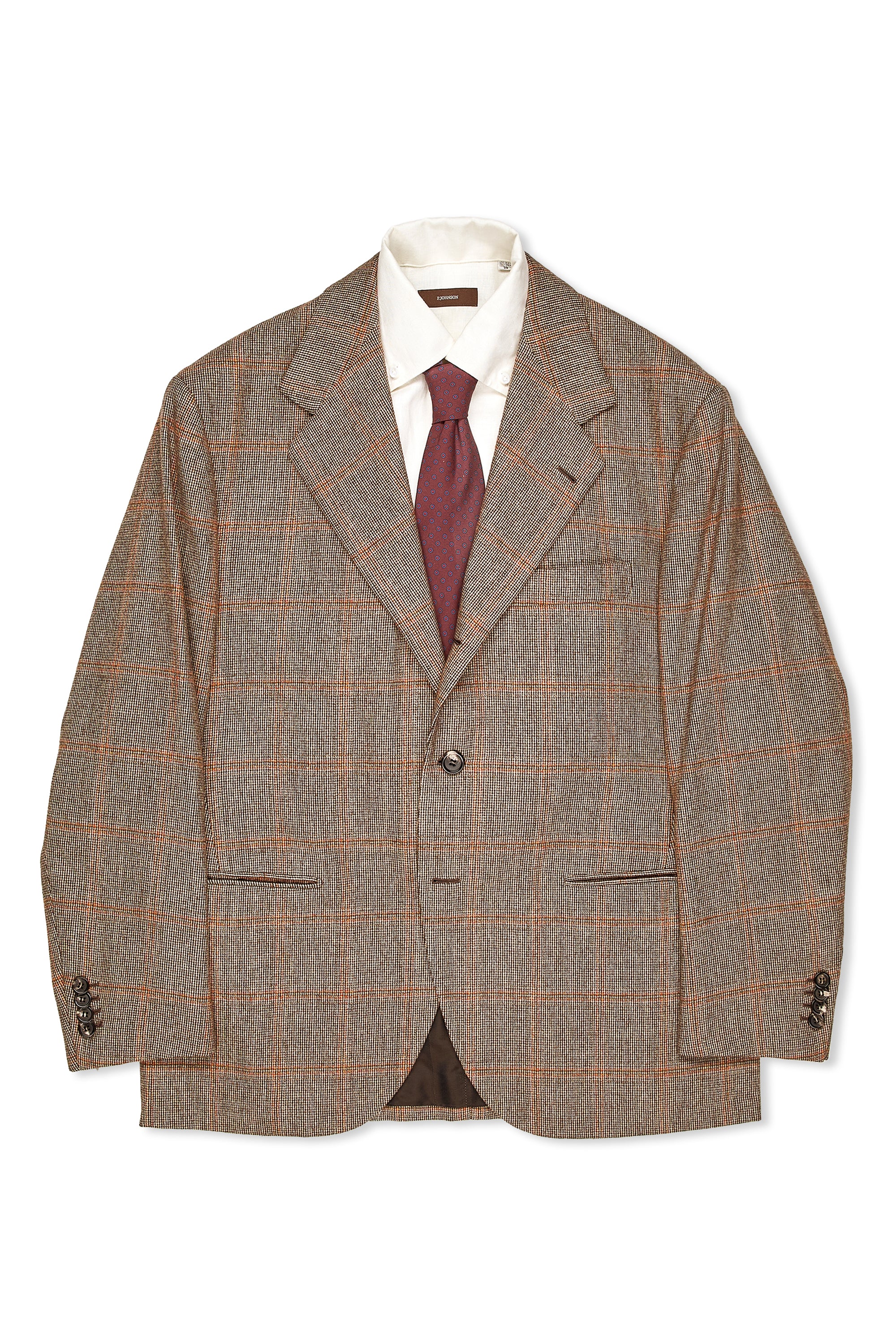 Liverano & Liverano Brown with Orange Windowpane Wool Sport Coat