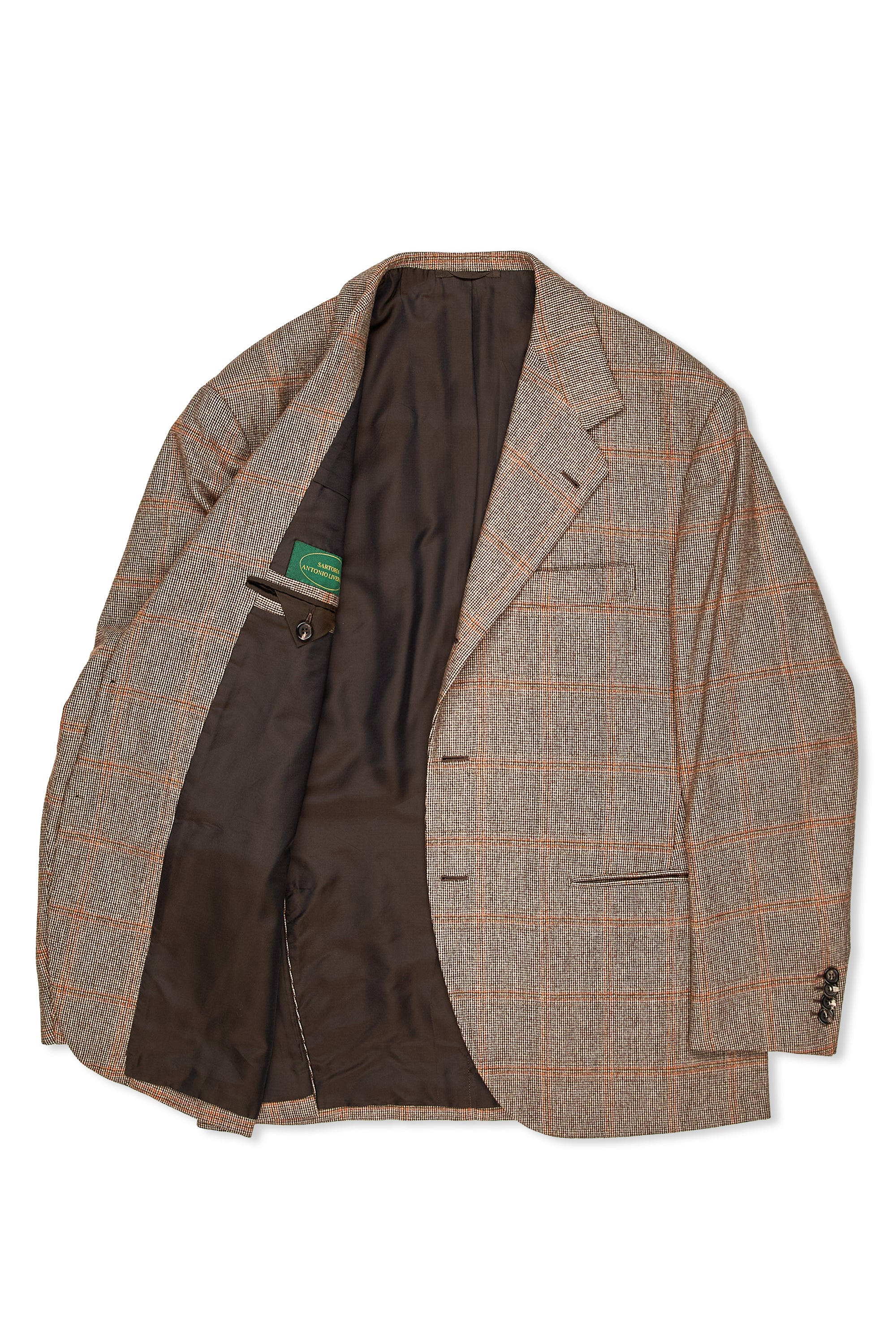 Liverano & Liverano Brown with Orange Windowpane Wool Sport Coat