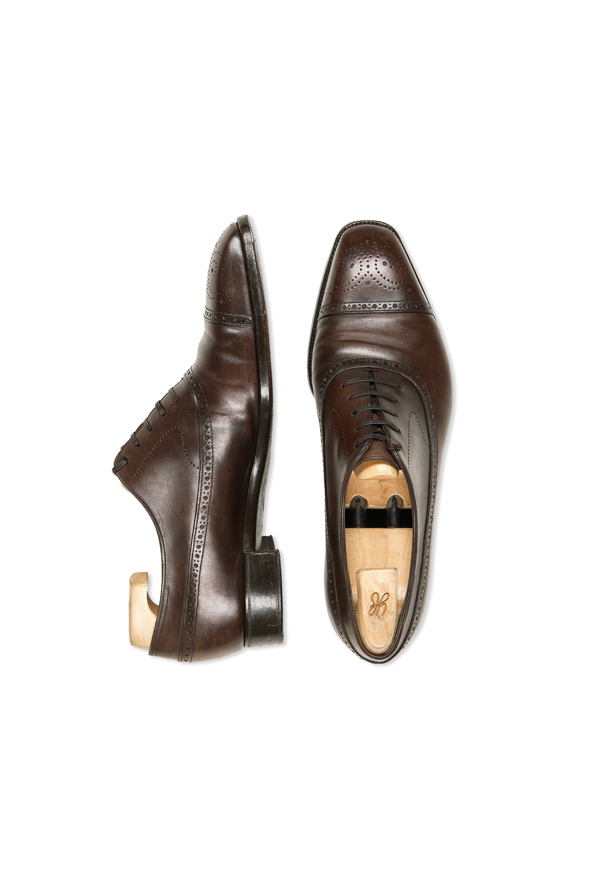 Yohei Fukuda Dark Brown Calf Semi-Brogue Oxfords