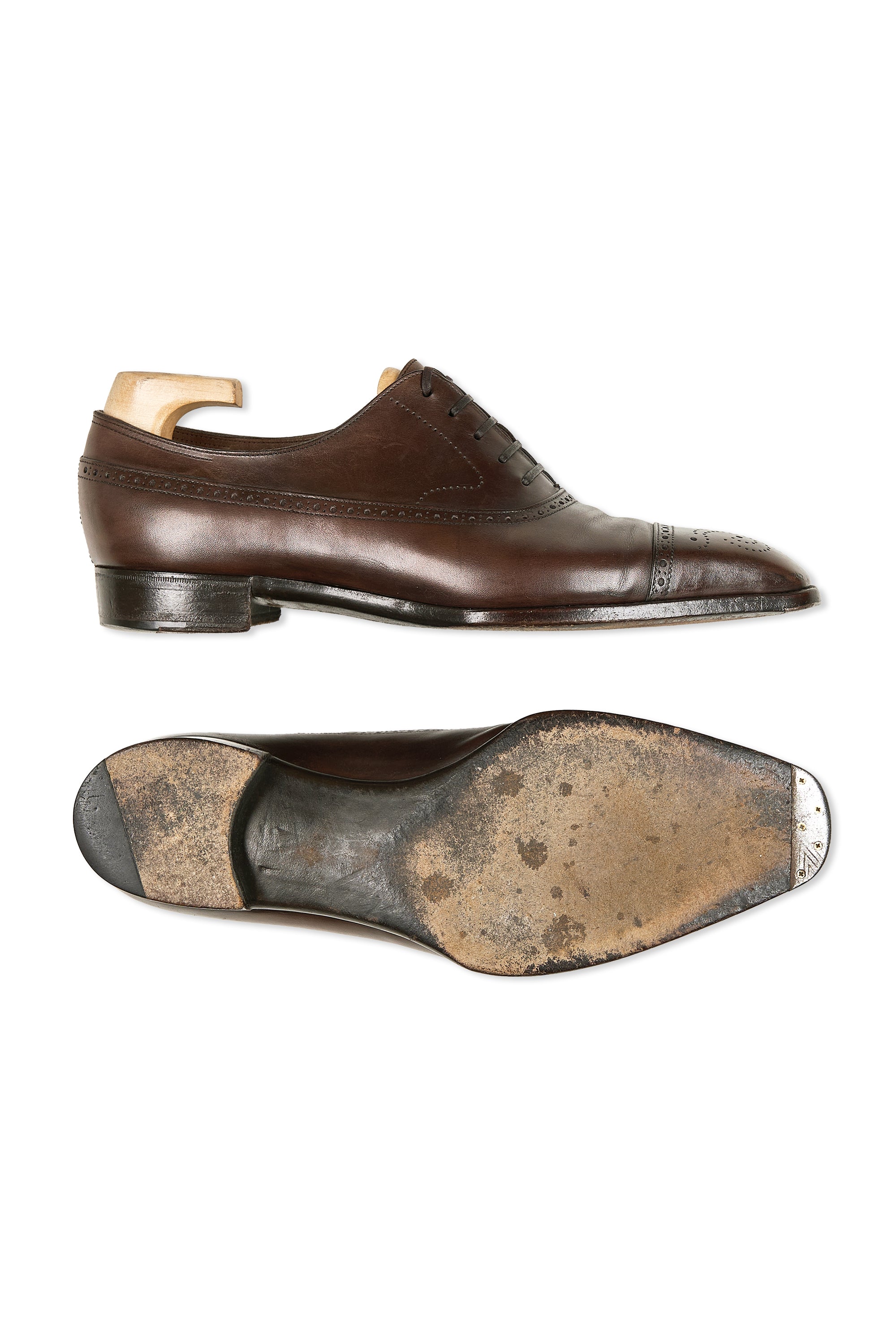 Yohei Fukuda Dark Brown Calf Semi-Brogue Oxfords