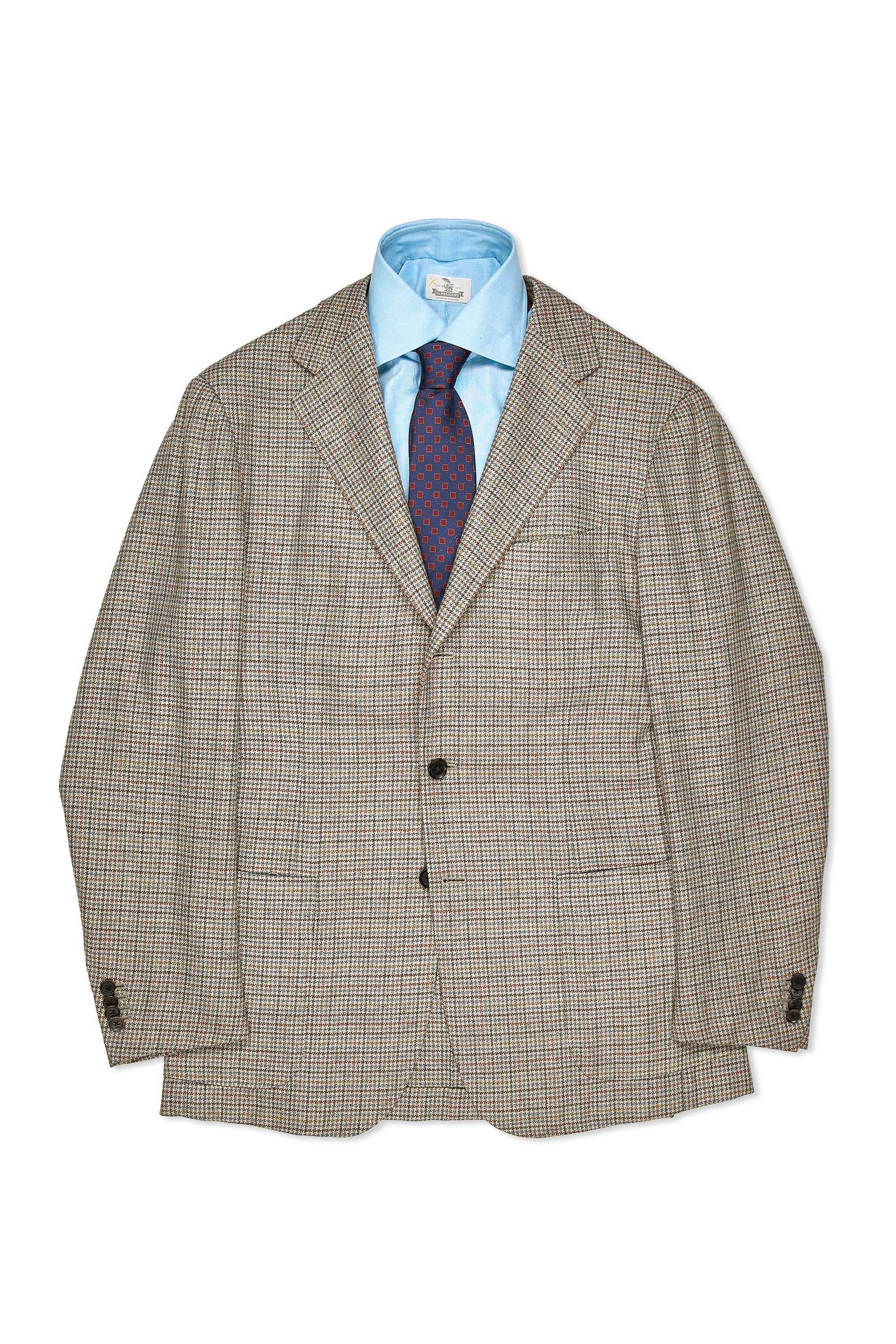 The Armoury Model 3 Beige/Blue/Salmon Check Silk/Wool Sport Coat