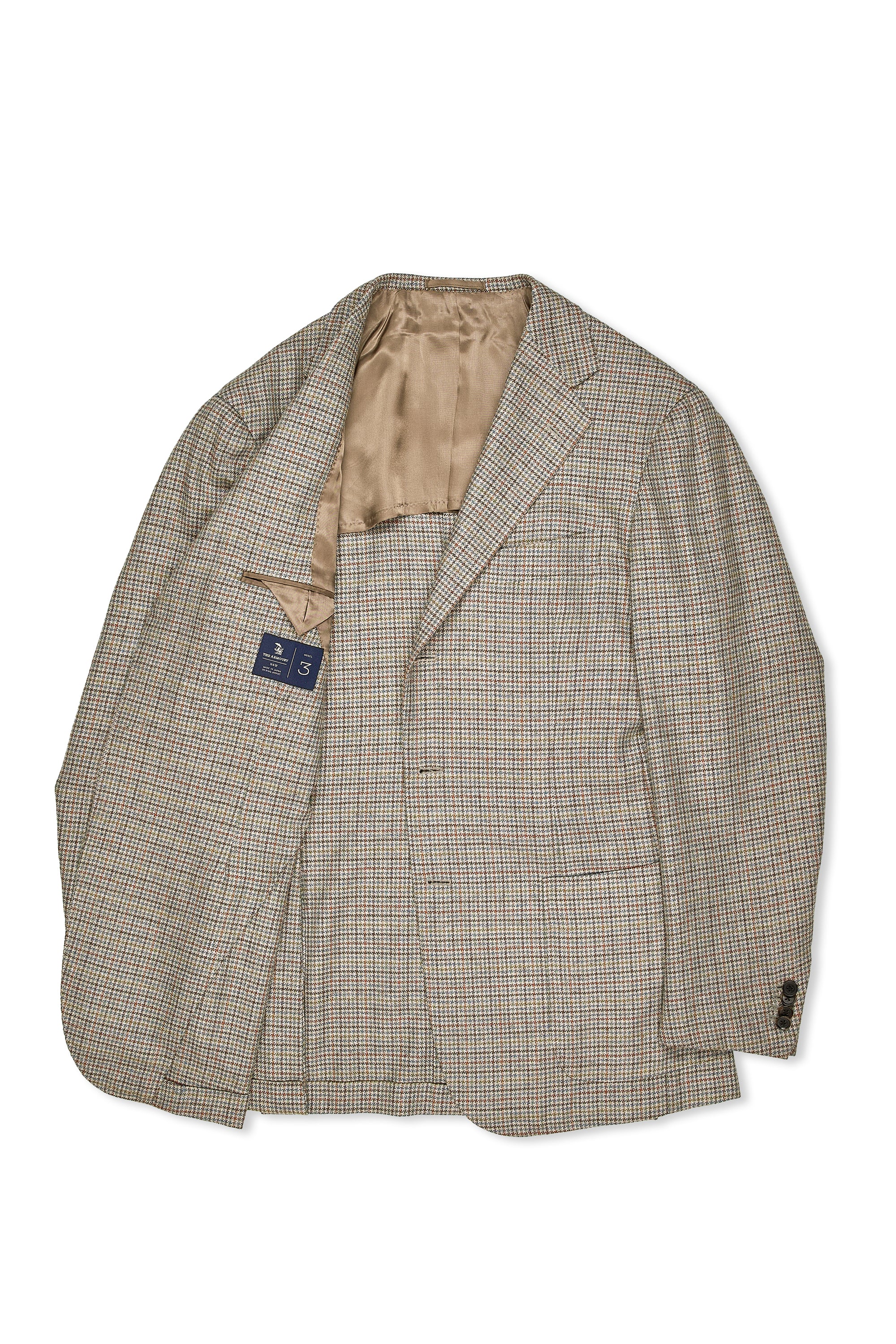 The Armoury Model 3 Beige/Blue/Salmon Check Silk/Wool Sport Coat