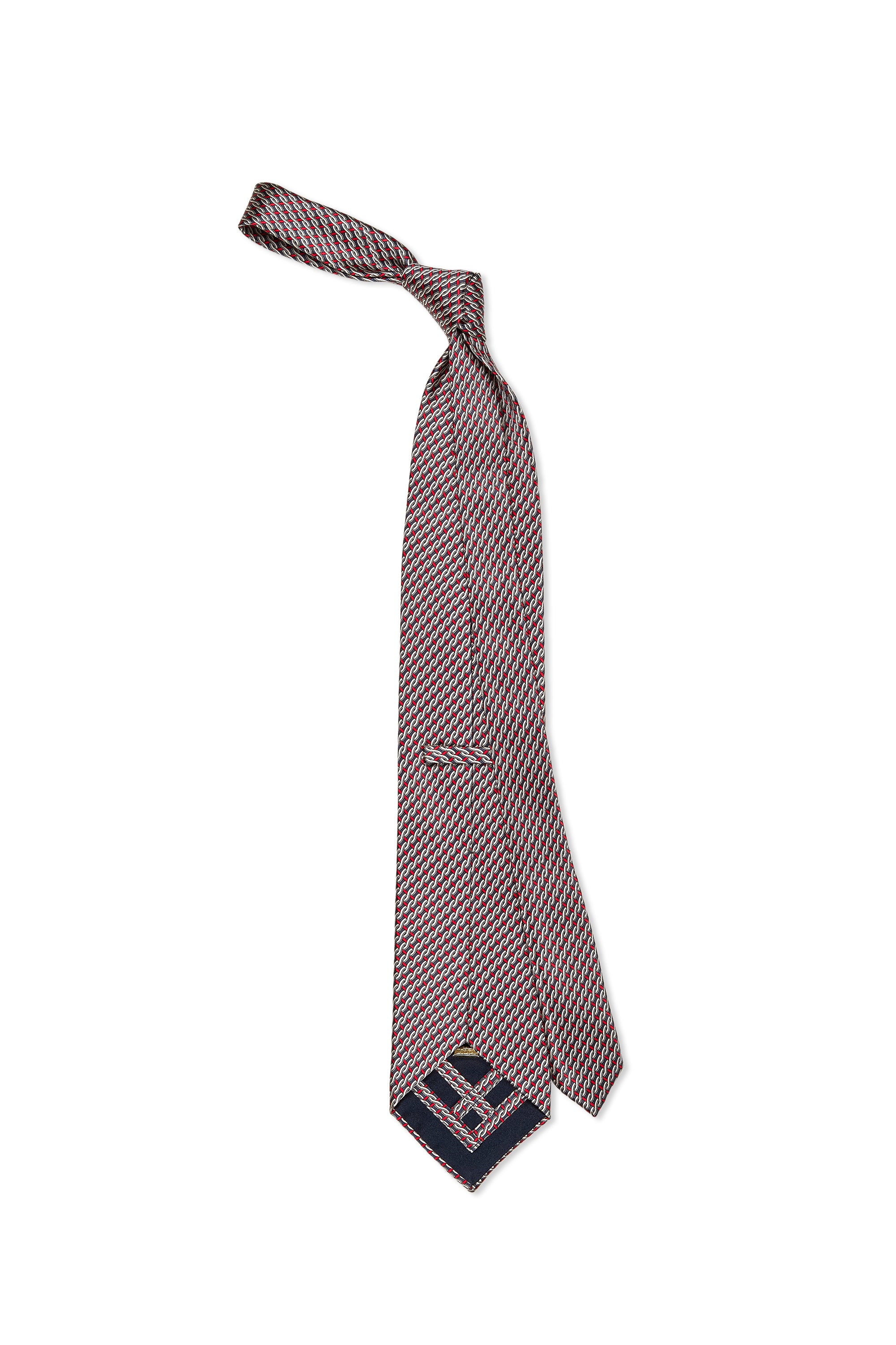 Zilli Red/Silver/Black Rope Pattern Silk Tie