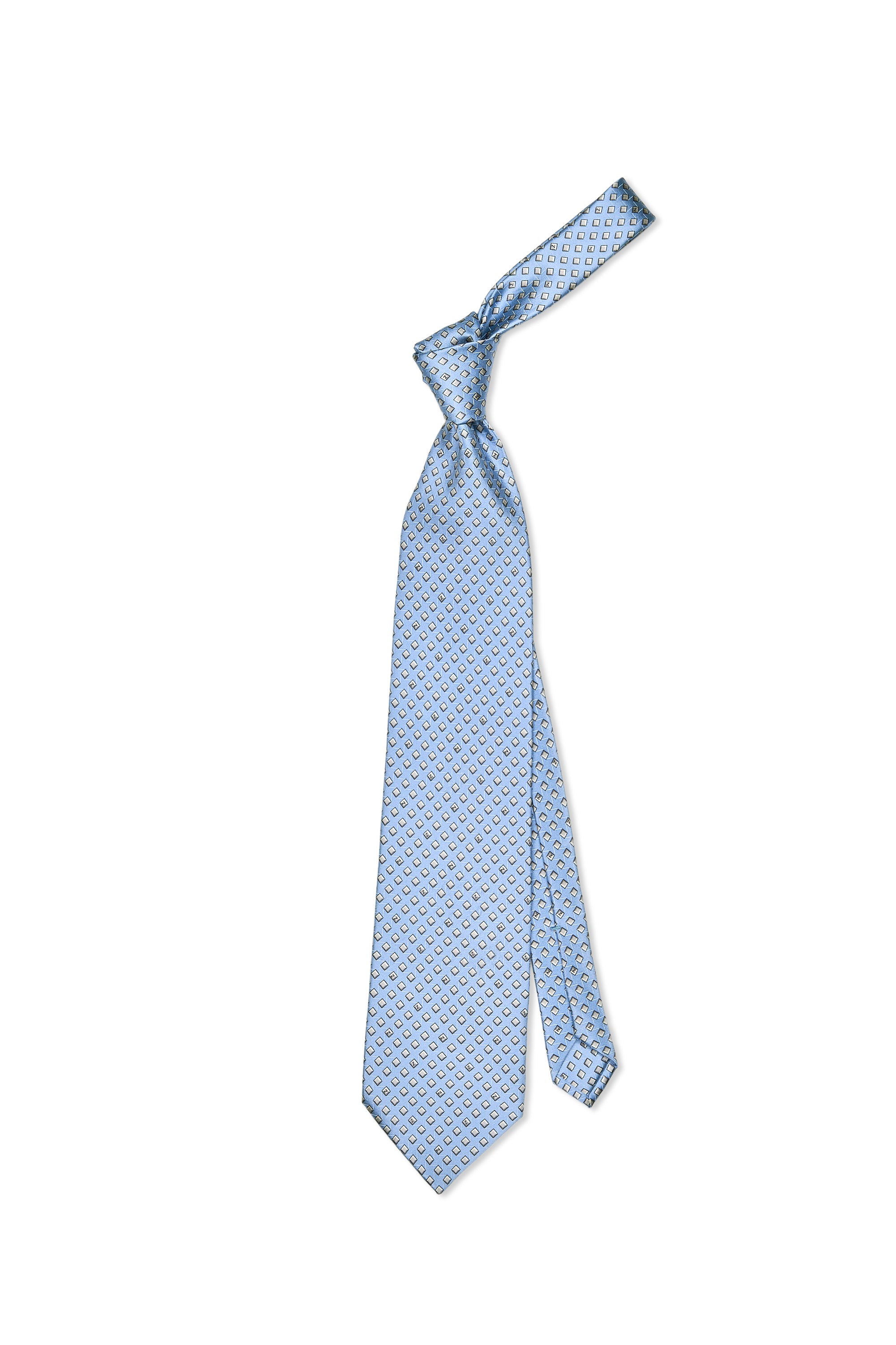 Zilli Light Blue with Grey Square Pattern Silk Tie