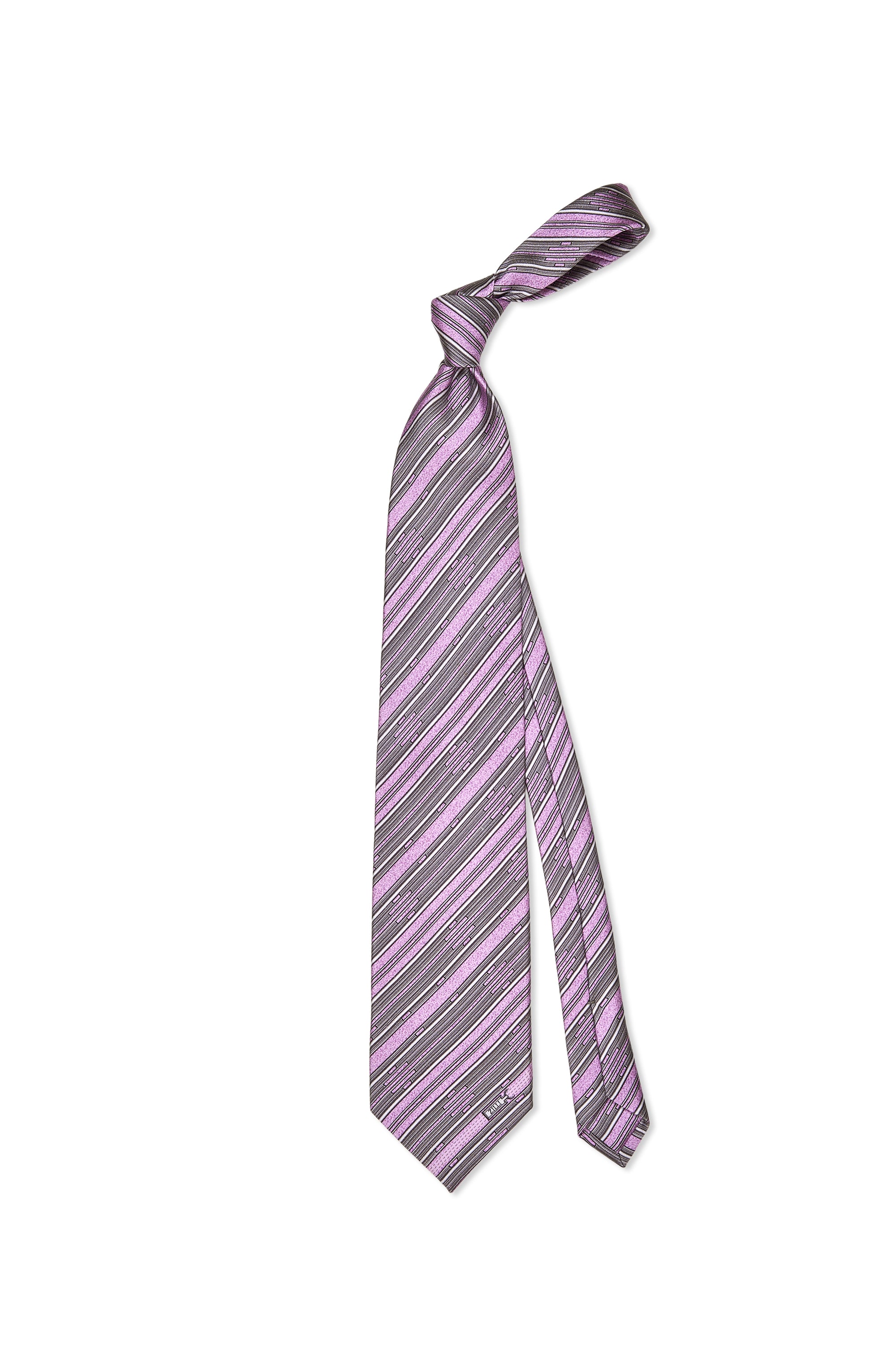 Zilli Purple with Grey Diagonal Pattern Silk Tie