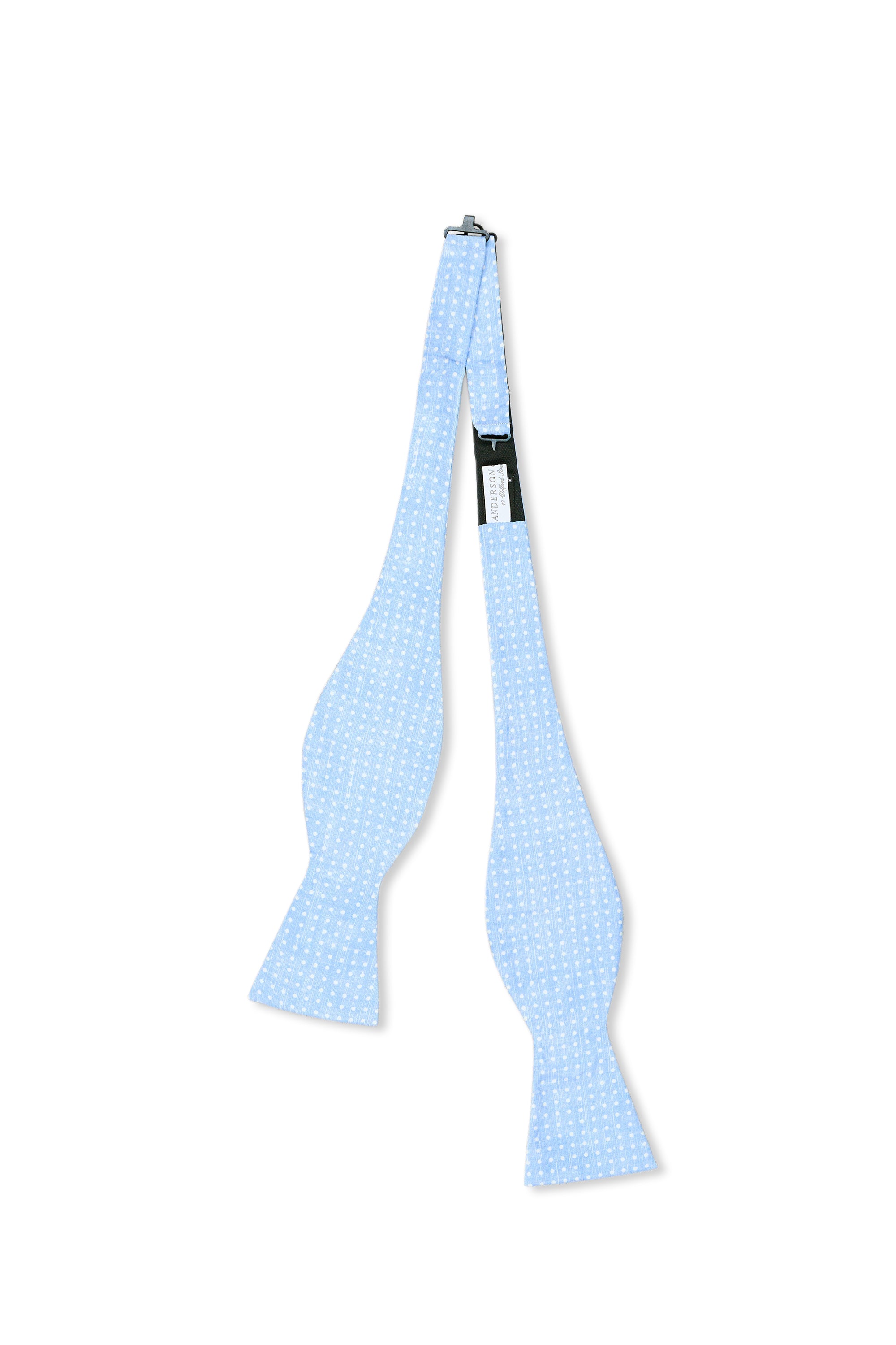 Anderson & Sheppard Sky Blue Spotted Silk Bow Tie