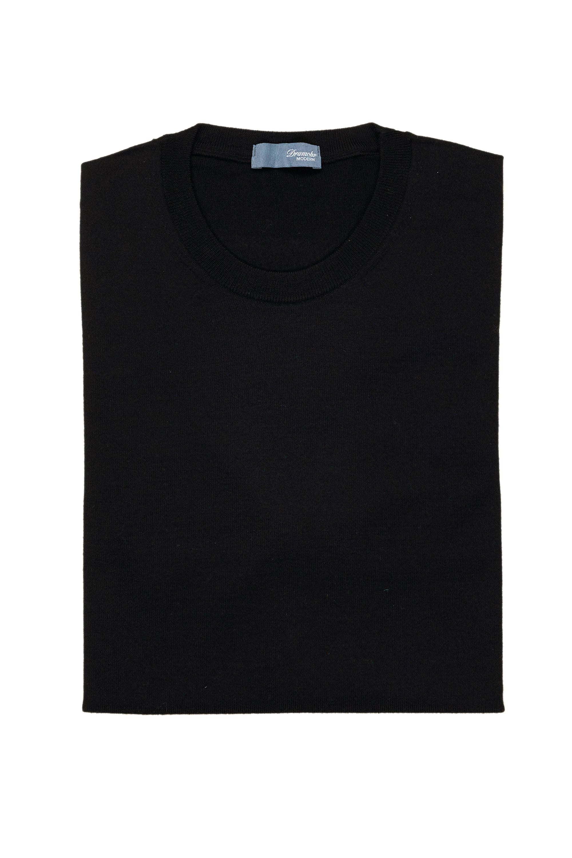 Drumohr Nero Extra Fine Merino Wool Crewneck Sweater