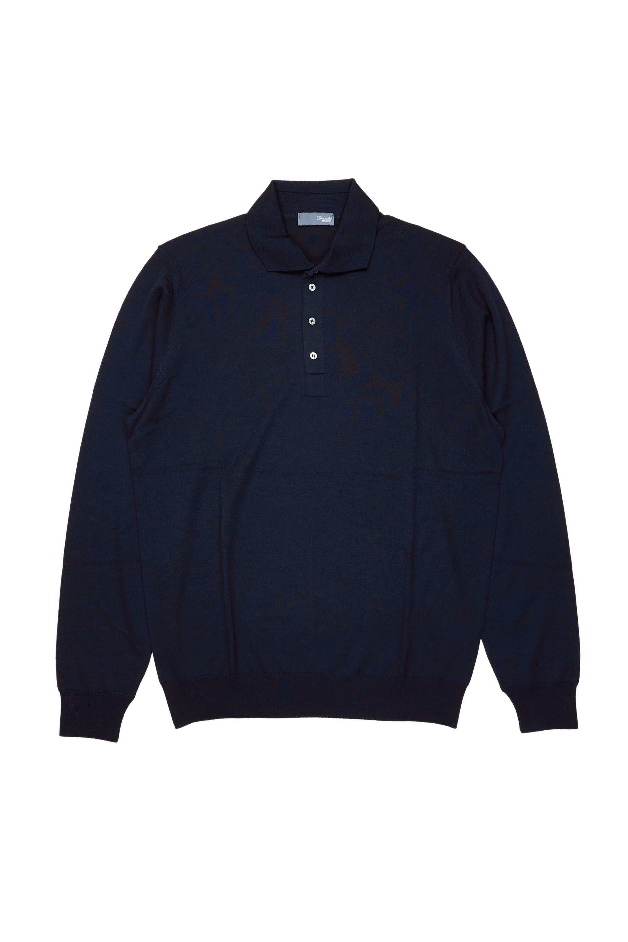 Drumohr Navy Extra Fine Merino Wool Knitted Polo