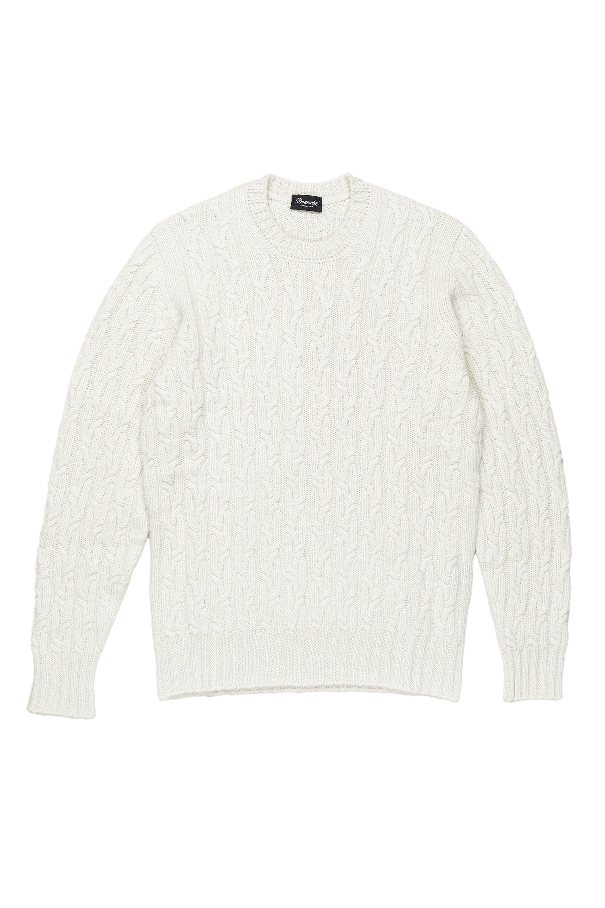 Drumohr Latte Cableknit Cashmere Crewneck Sweater