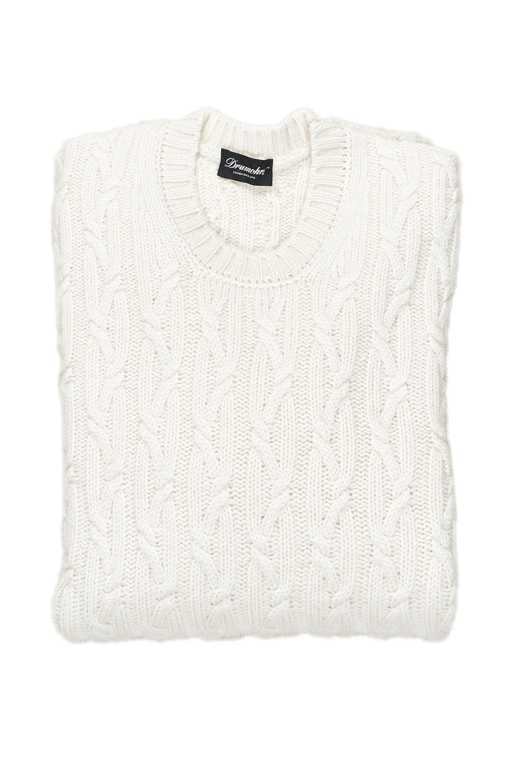 Drumohr Latte Cableknit Cashmere Crewneck Sweater