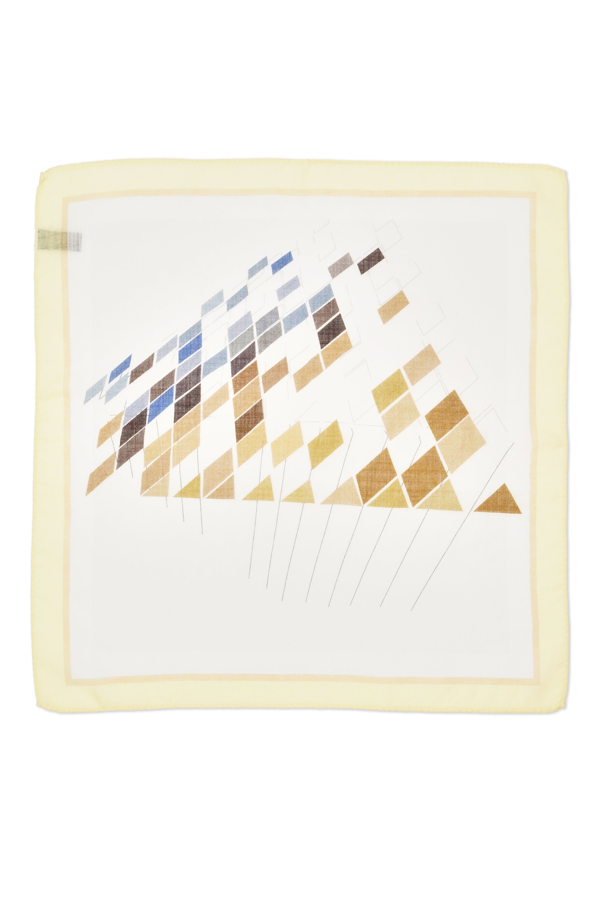 Christian Kimber Yellow/Brown/Blue Paris Design Pocket Square