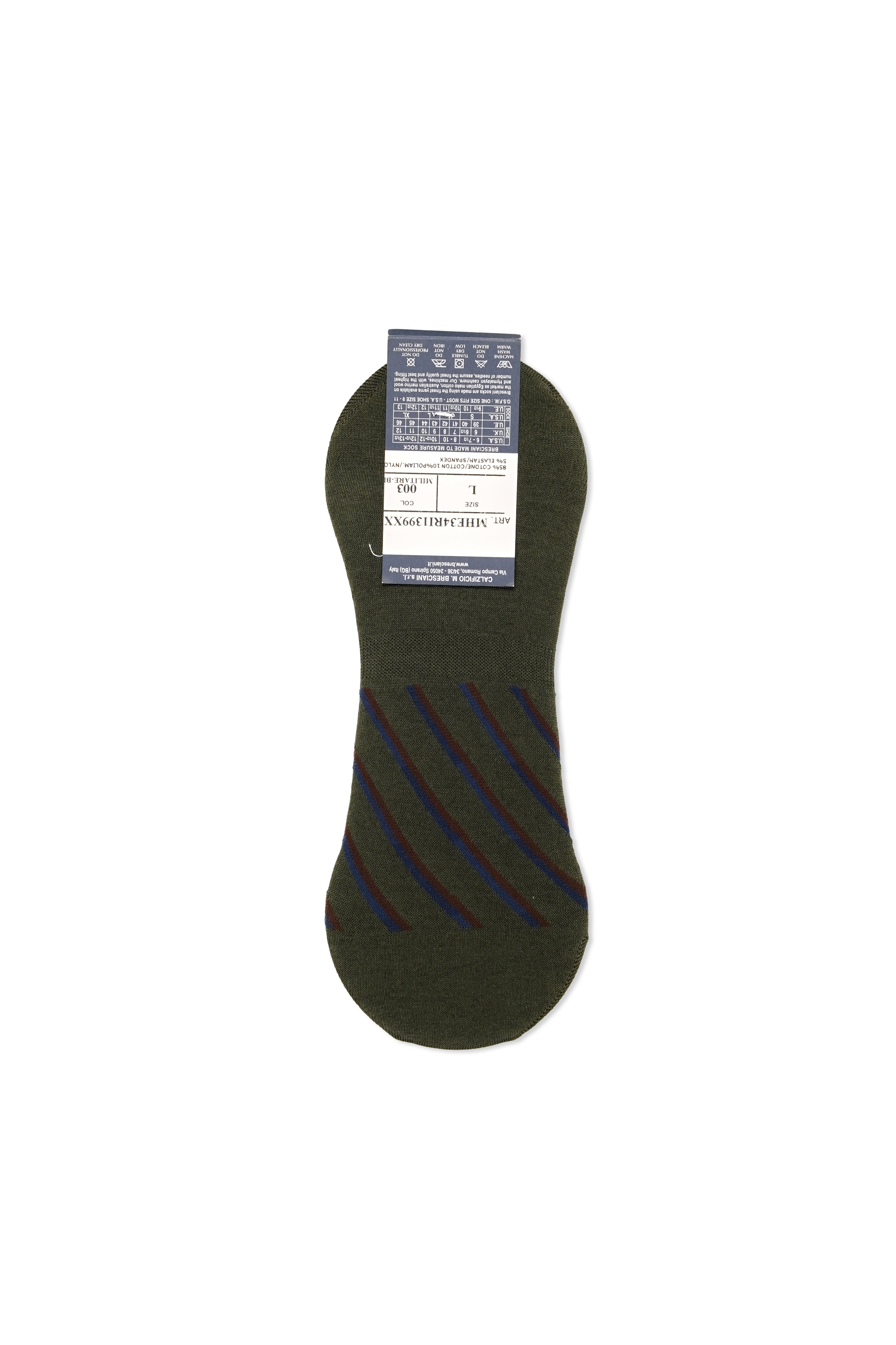 Bresciani MHE34RI1399XX Socks in Striped Block Cotton Ankle Length - 003-Militare-Bluette-Moro