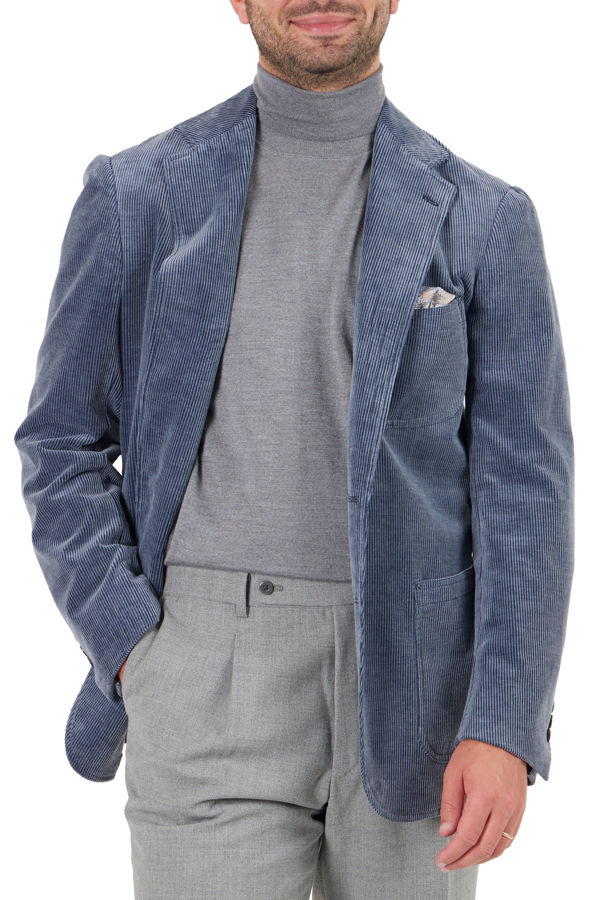 The Armoury Model 12 Blue RE053F26X Zegna Cashco Washed Cotton-Cashmere Sport Coat