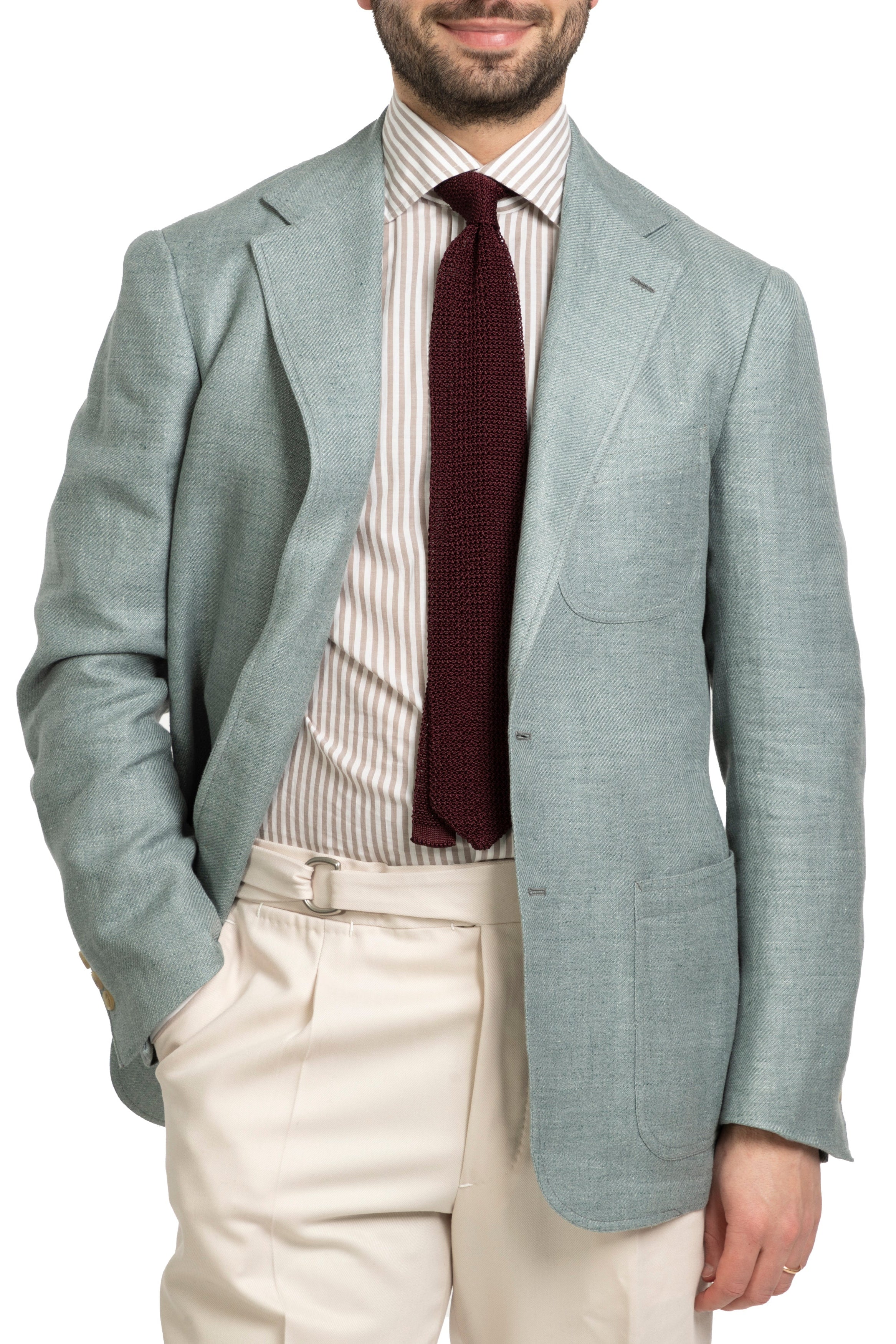 The Armoury Model 12 Pale Green Zegna Linen Wool Silk Cross-Ply Sport Coat