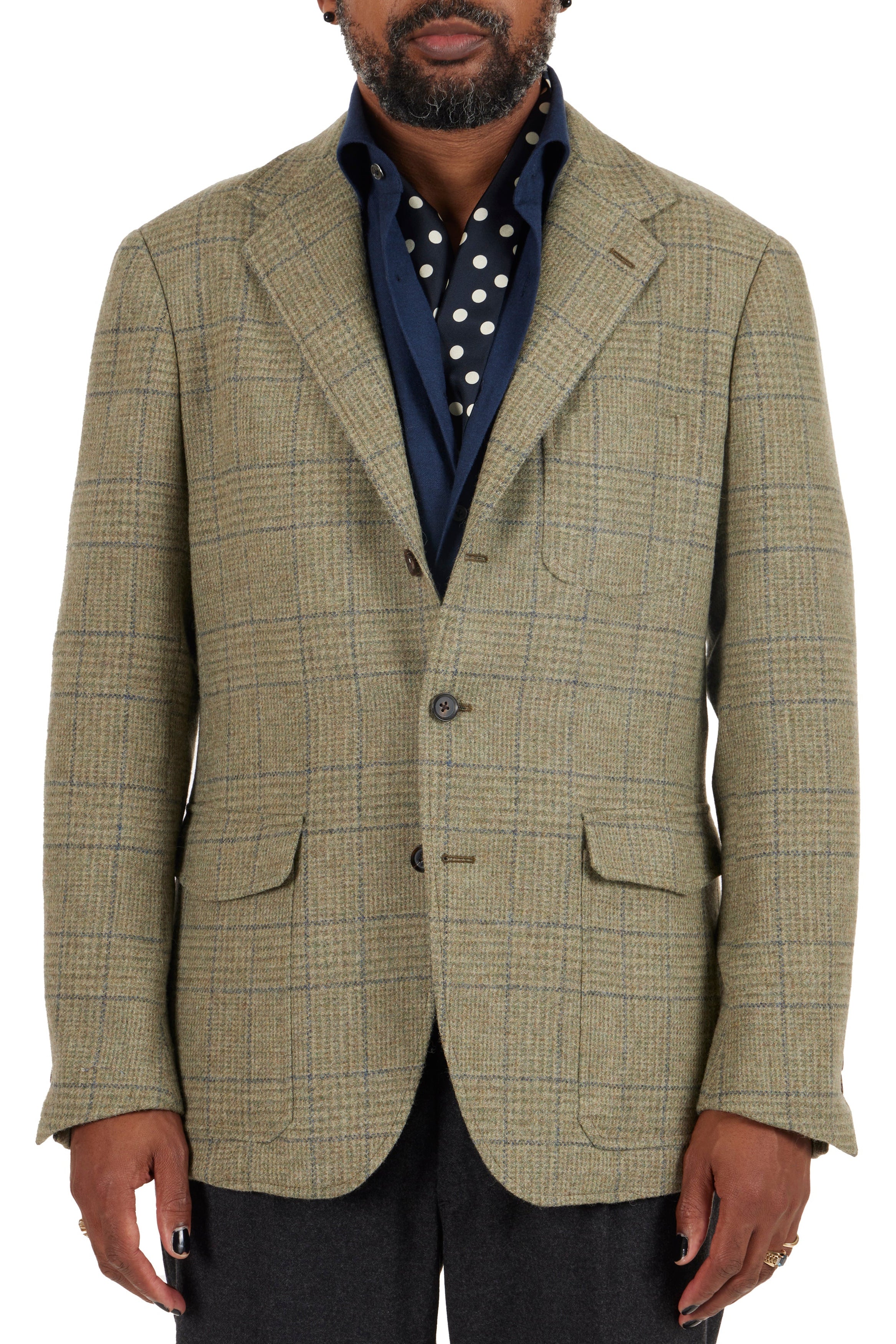 The Armoury Model 11 RE053F29E Light Green Check Tweed Wool Sport Coat
