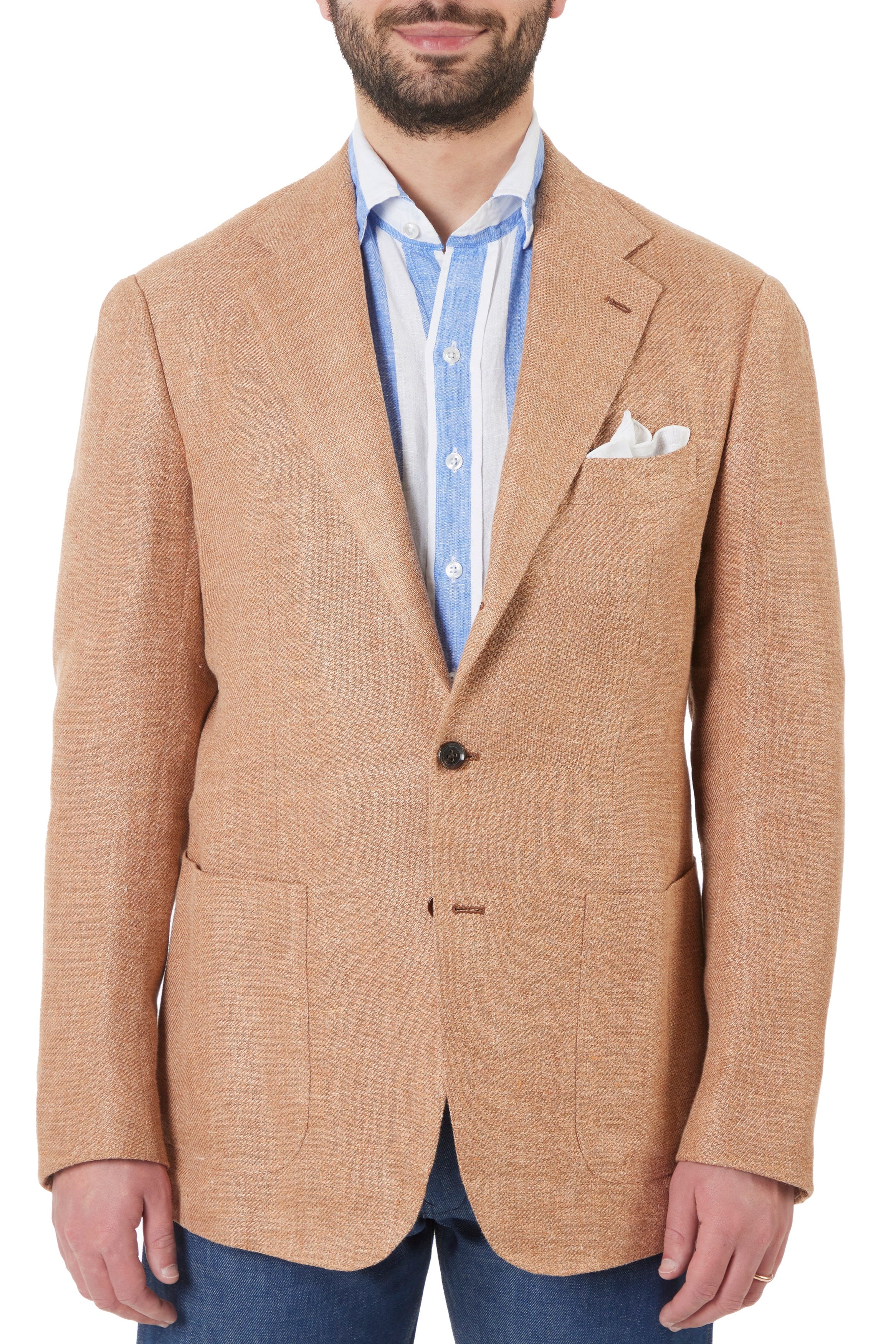 The Armoury Model 3 Orange Linen Silk Cotton Sport Coat