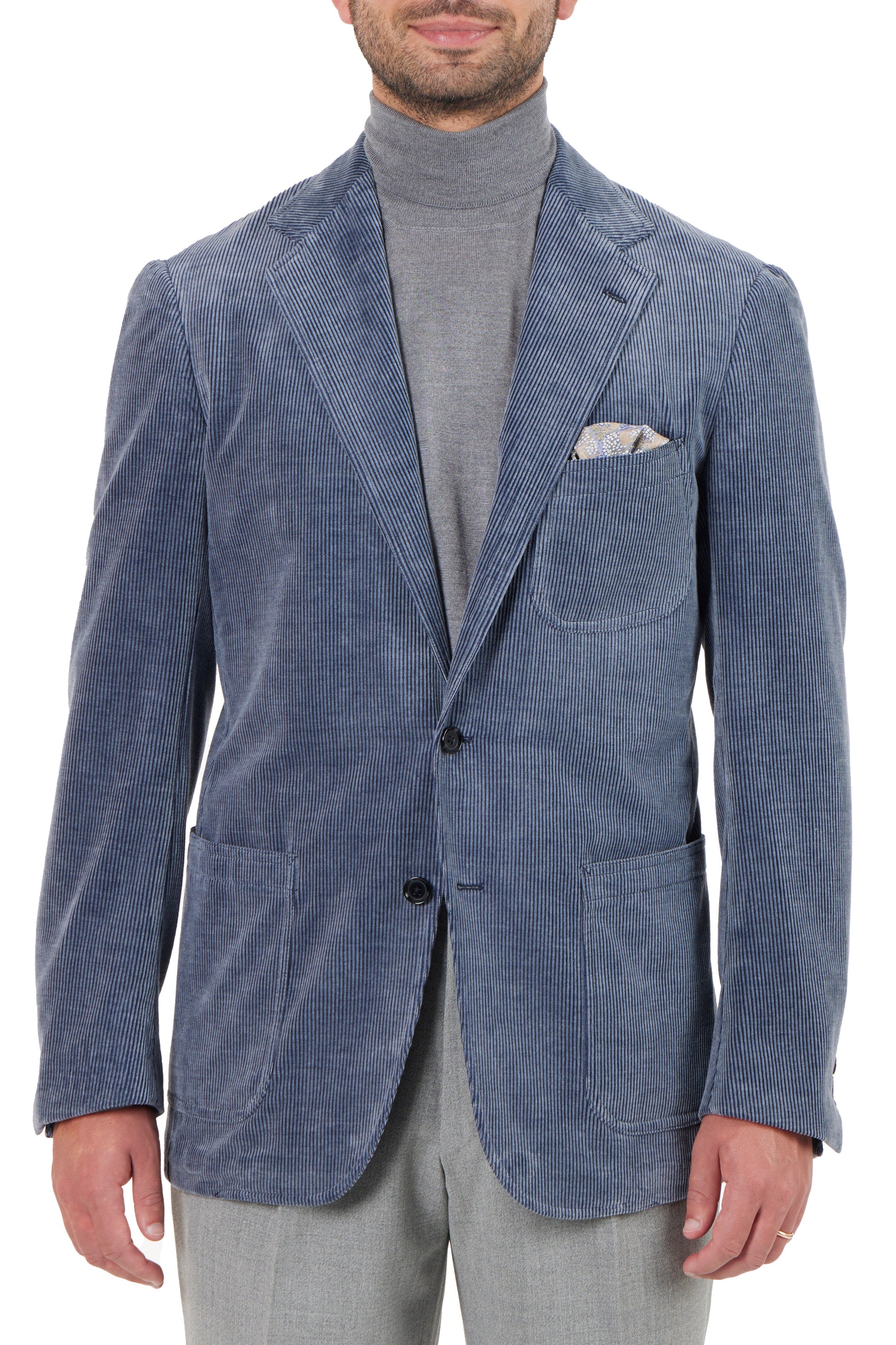 The Armoury Model 12 Blue RE053F26X Zegna Cashco Washed Cotton-Cashmere Sport Coat