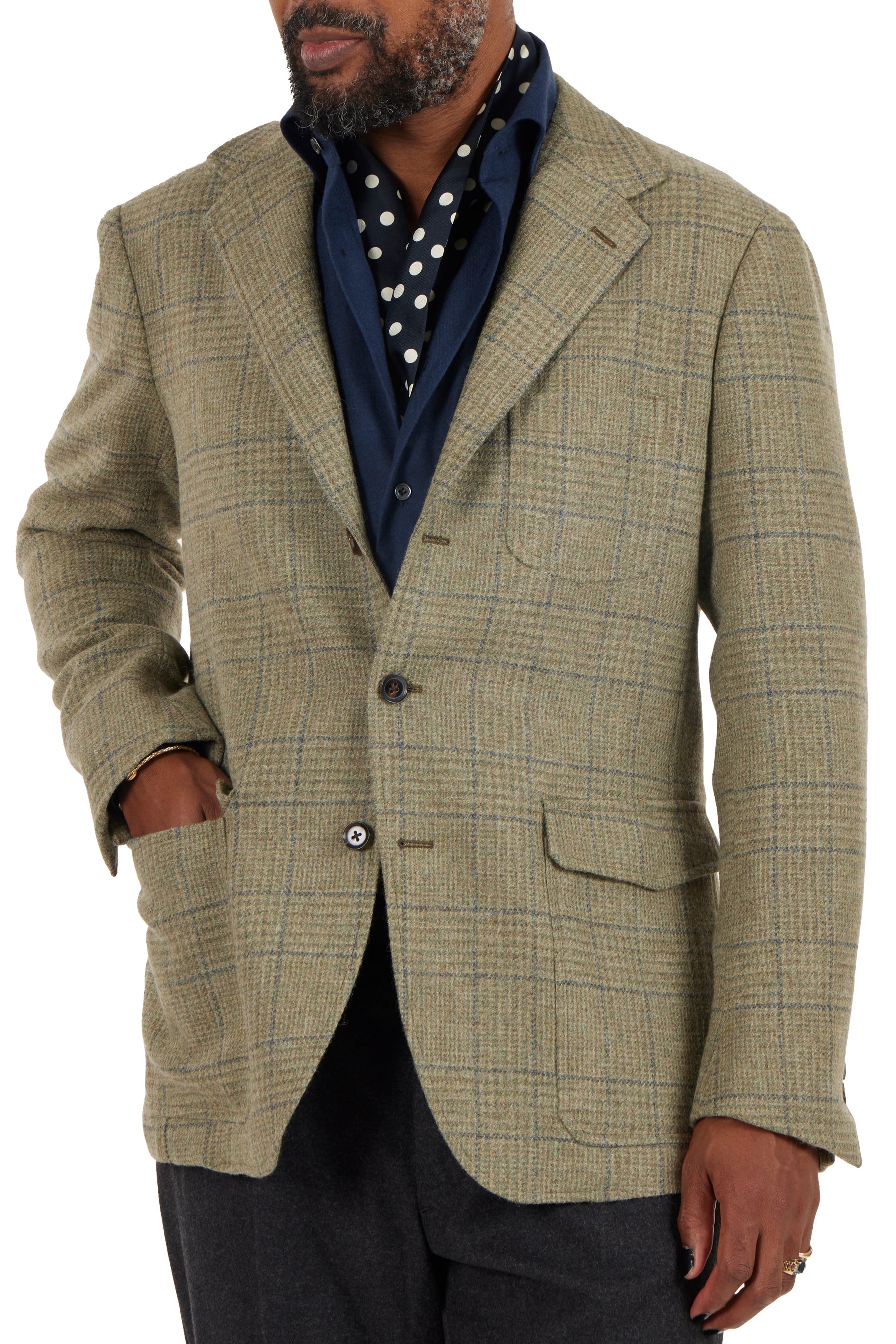 The Armoury Model 11 RE053F29E Light Green Check Tweed Wool Sport Coat