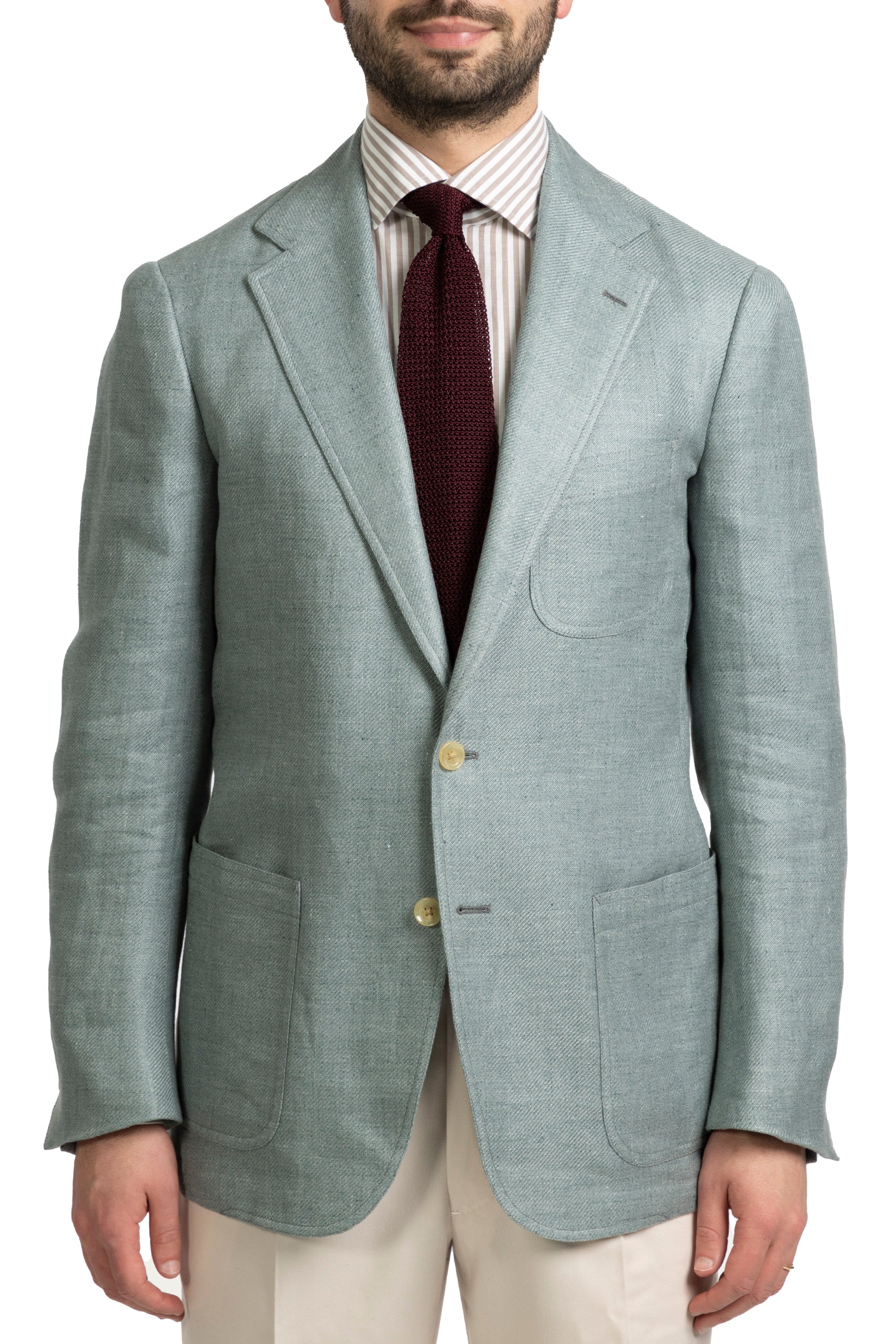 The Armoury Model 12 Pale Green Zegna Linen Wool Silk Cross-Ply Sport Coat