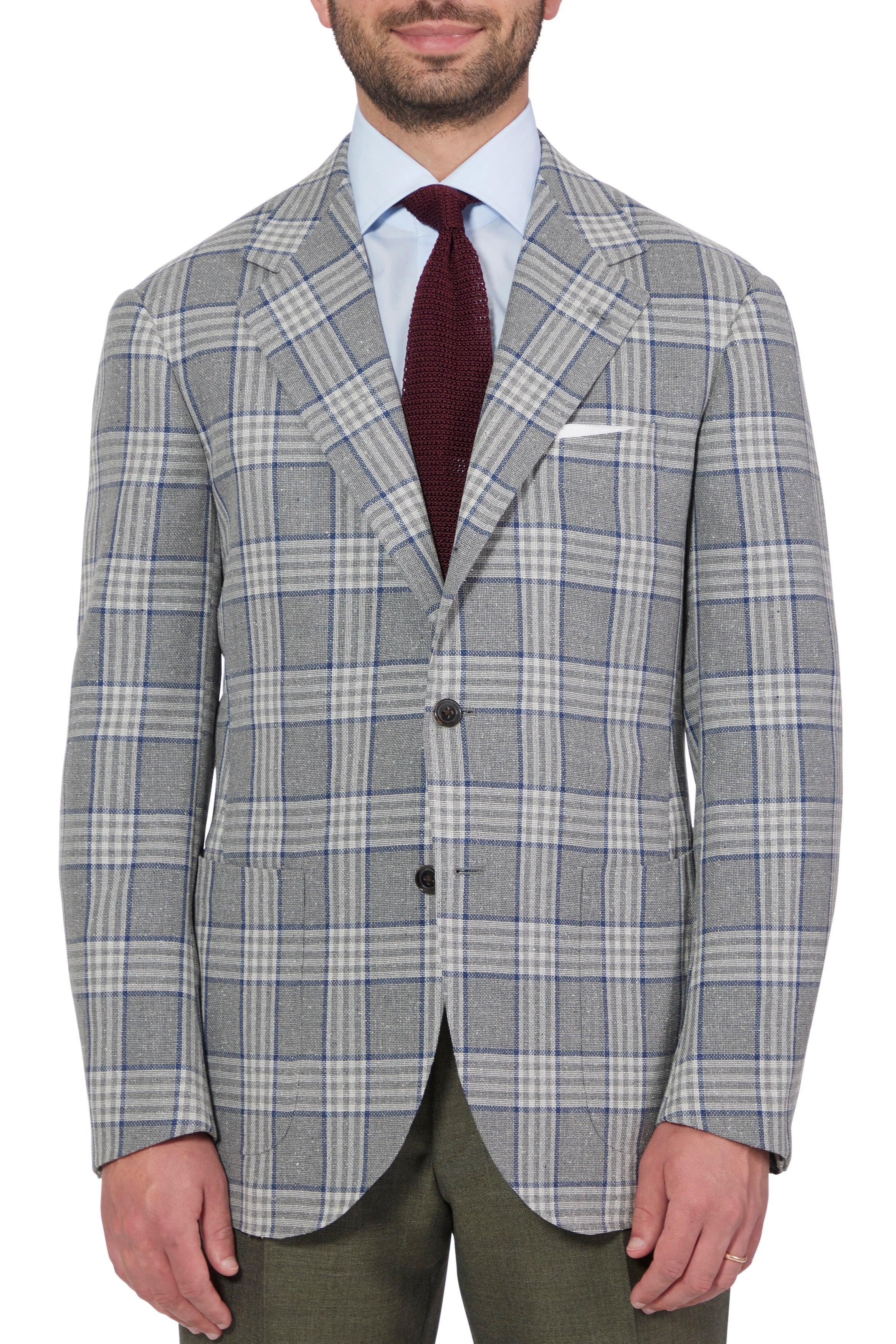 The Armoury Model 15 Grey Blue Wool Silk Check Sport Coat