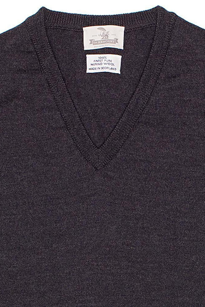 The Armoury Charcoal Merino V Neck Sweater