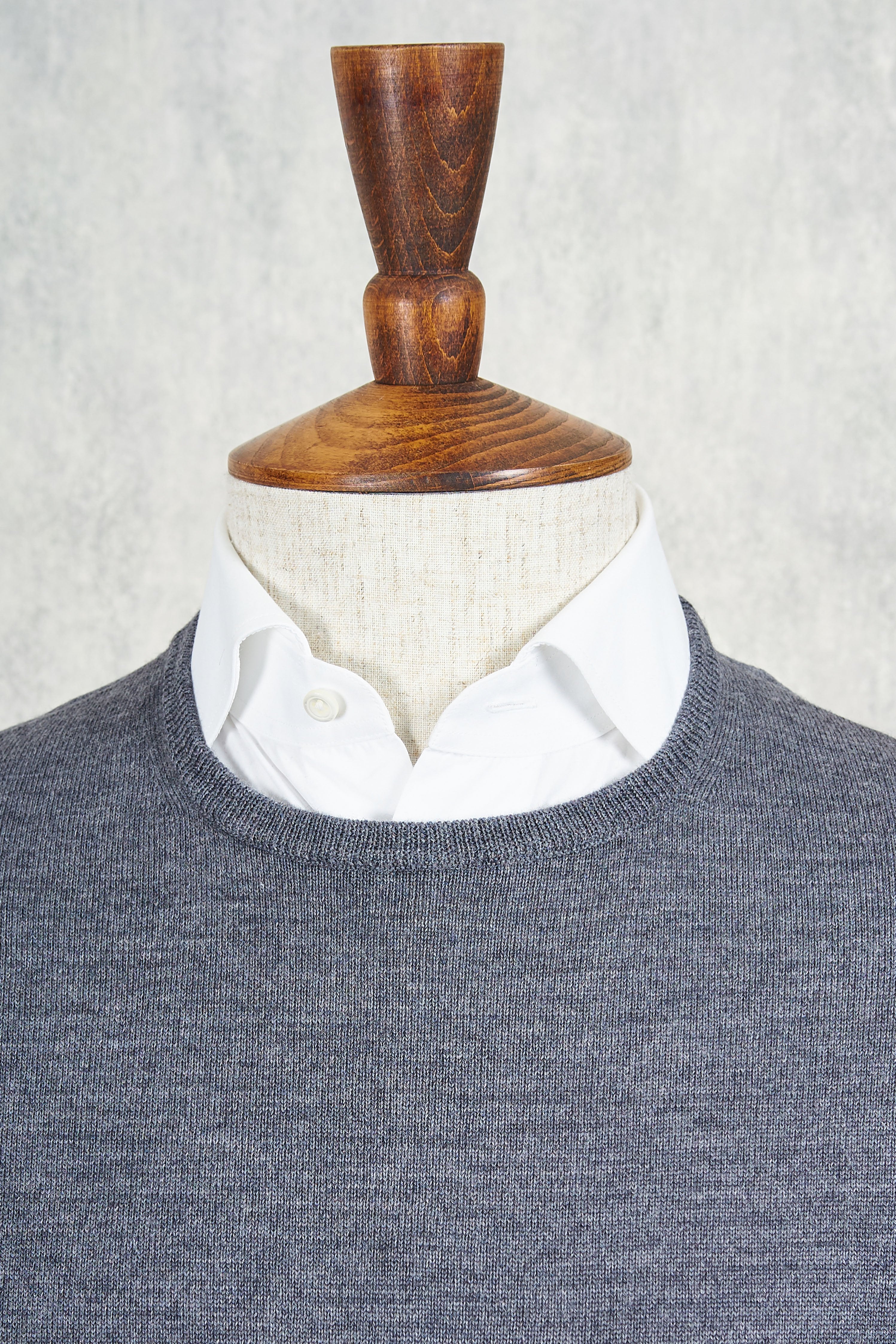 Ascot Chang Light Grey Extra-Fine Merino Wool Round Neck Sweater