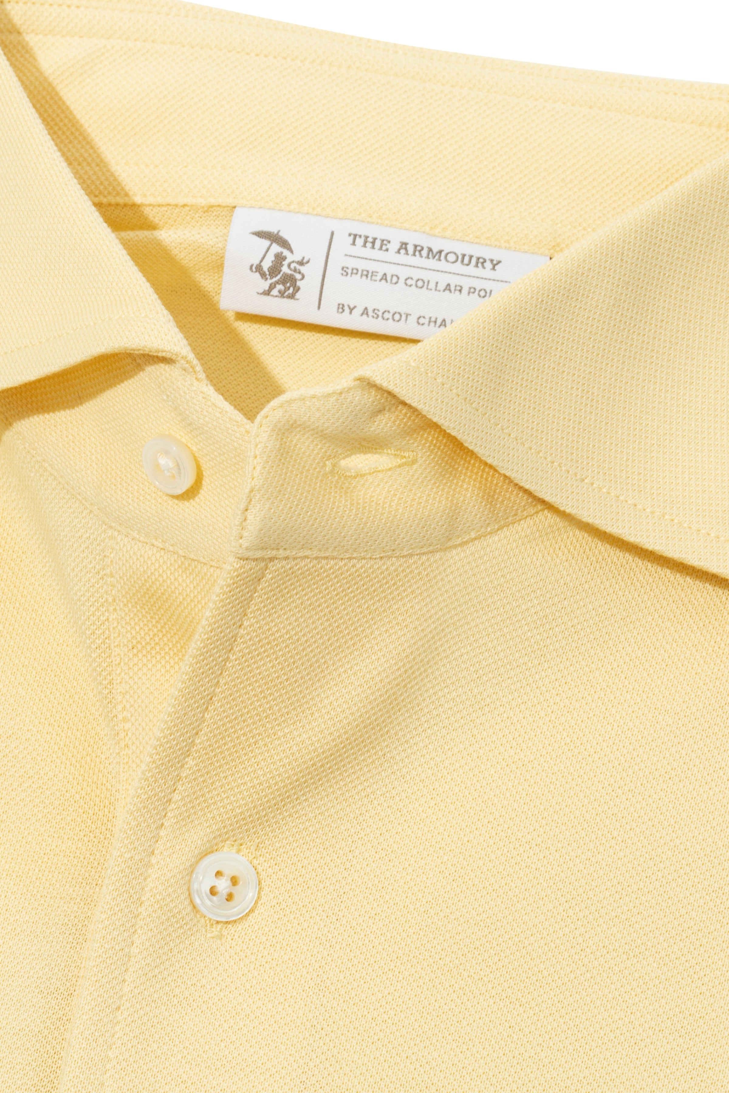 The Armoury Gold Cotton Long Sleeve Spread Collar Polo