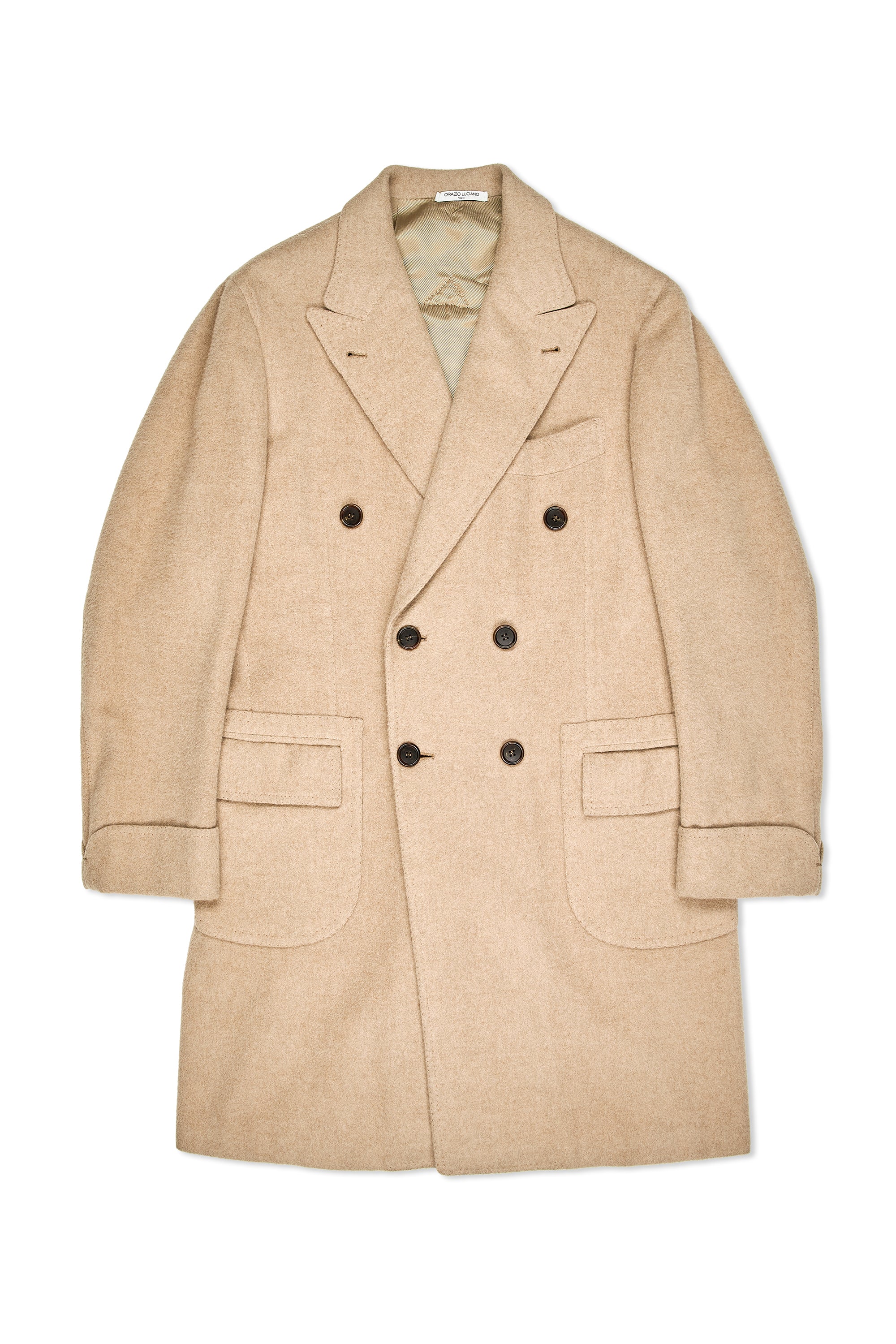 Orazio Luciano 390Y/126 Natural Cashmere Joshua Ellis DB Overcoat