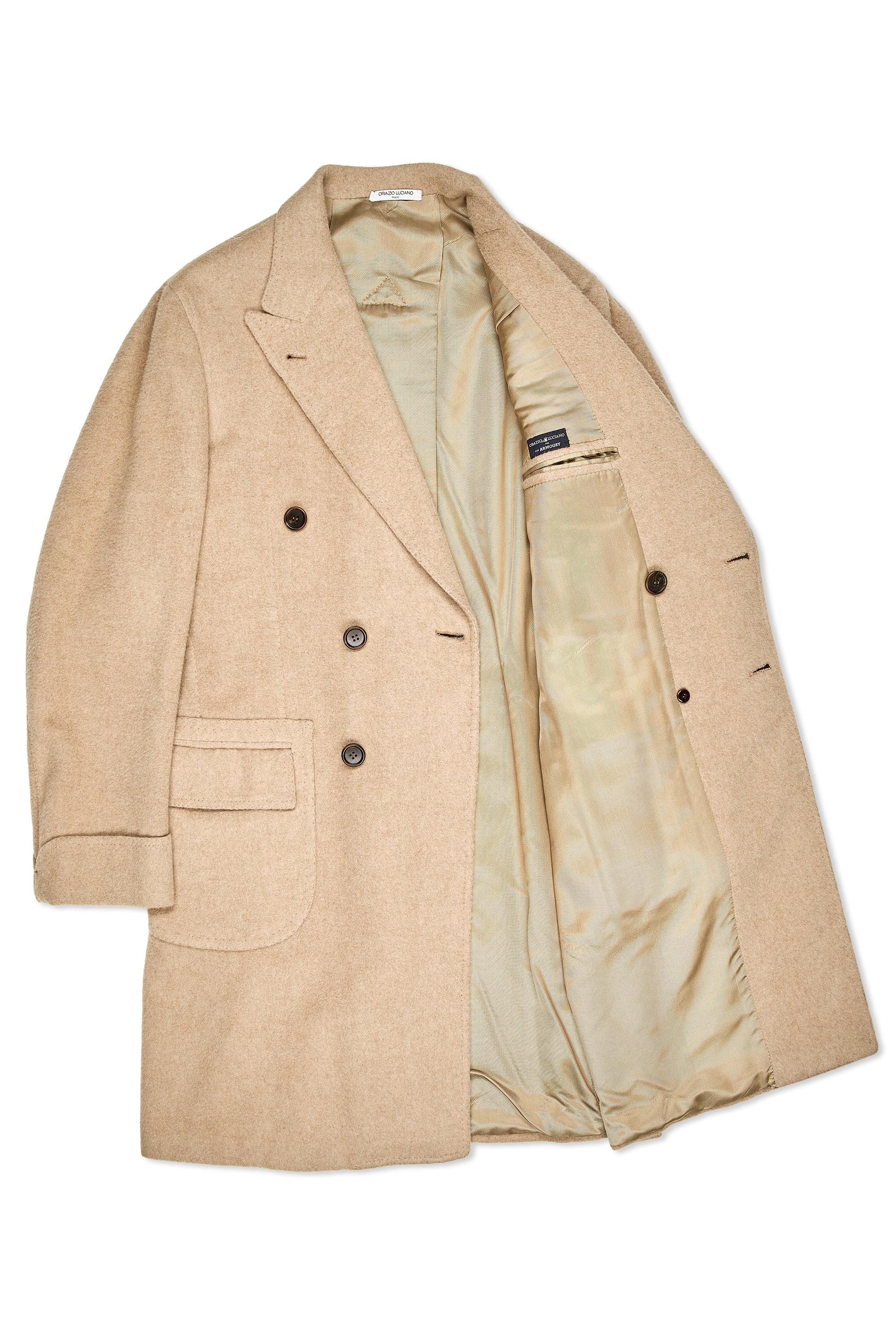 Orazio Luciano 390Y/126 Natural Cashmere Joshua Ellis DB Overcoat