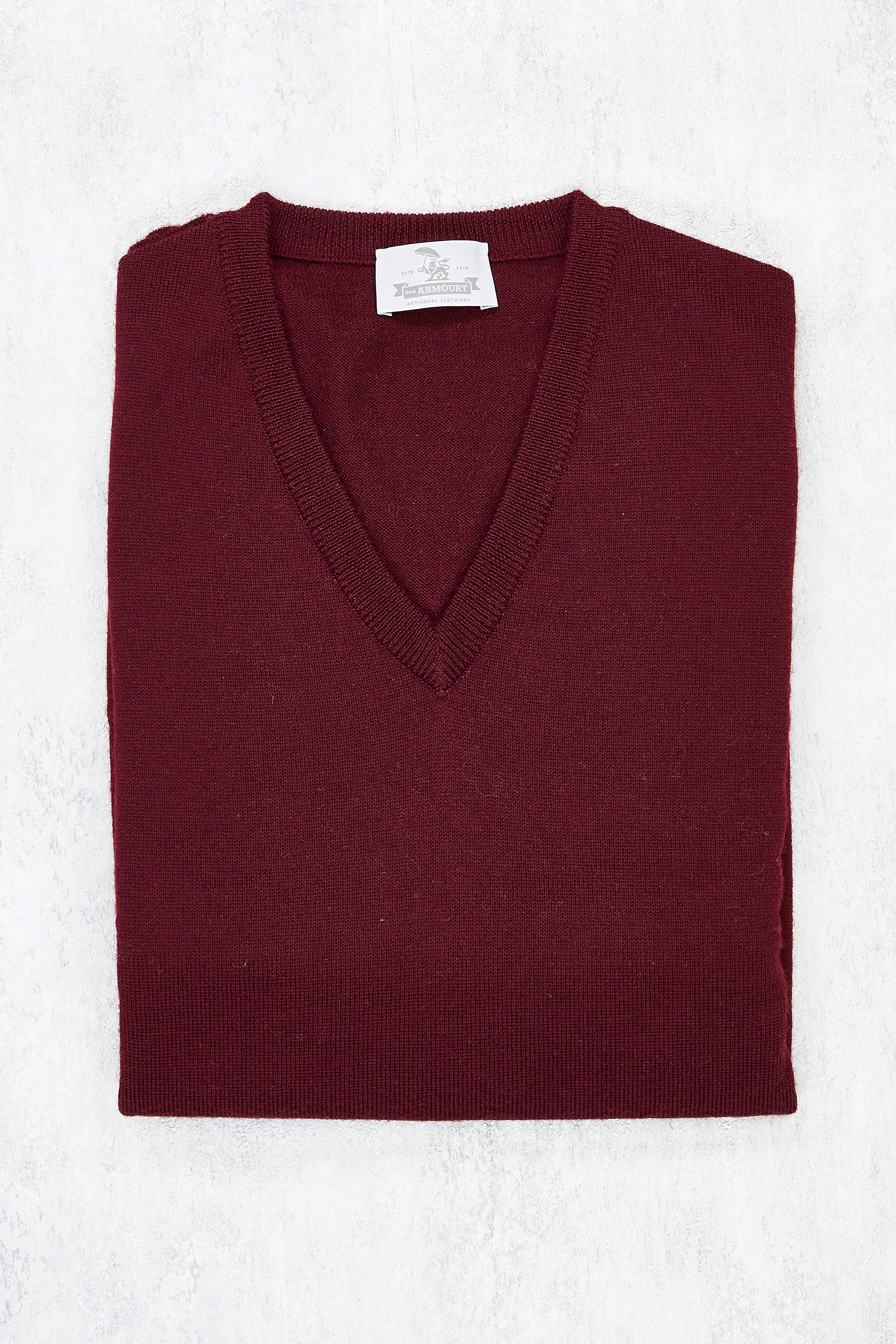 The Armoury Burgundy Merino V Neck Sweater