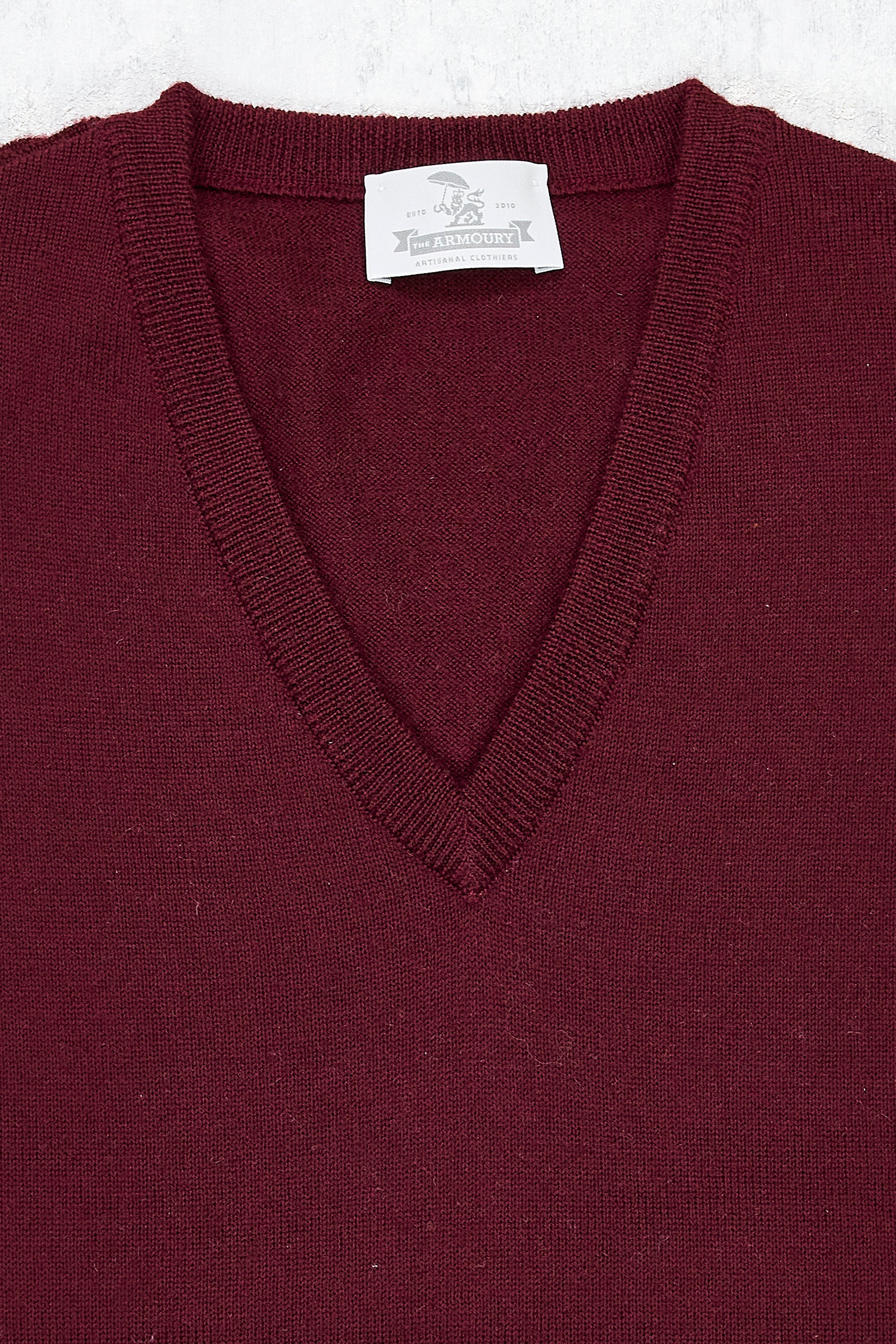 The Armoury Burgundy Merino V Neck Sweater