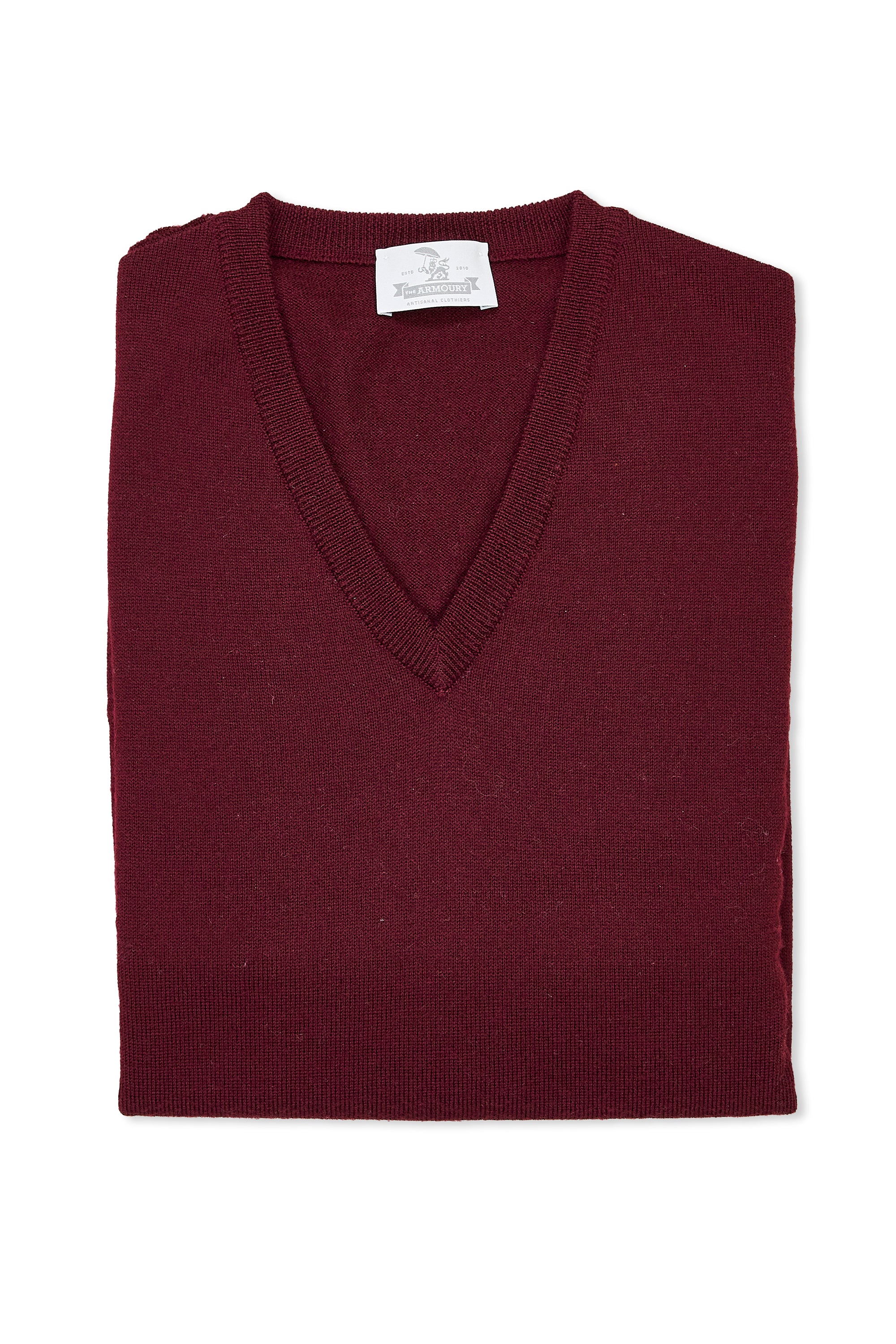 The Armoury Burgundy Merino V Neck Sweater