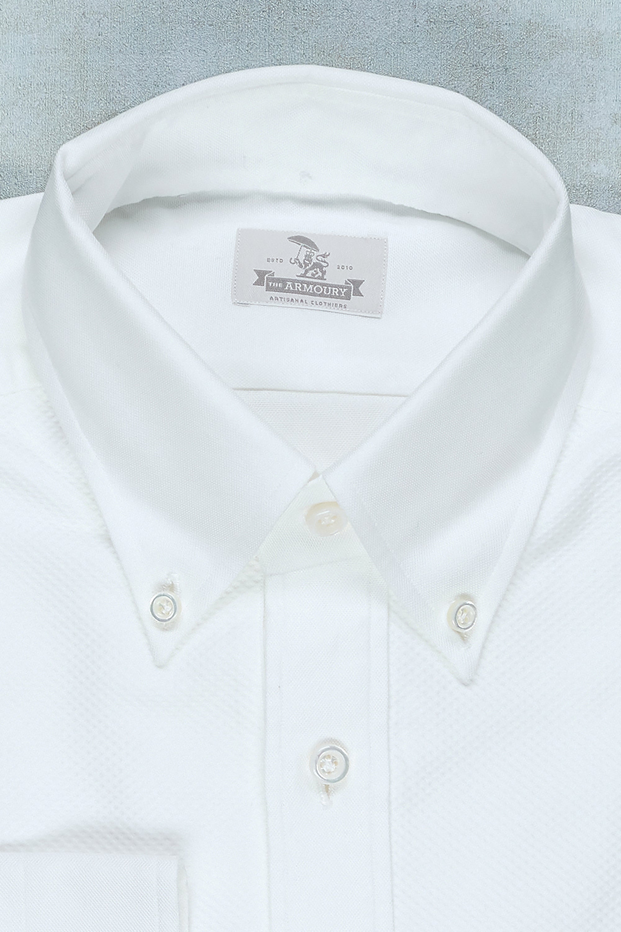 The Armoury White Cotton Tuxedo Shirt MTO *sample*