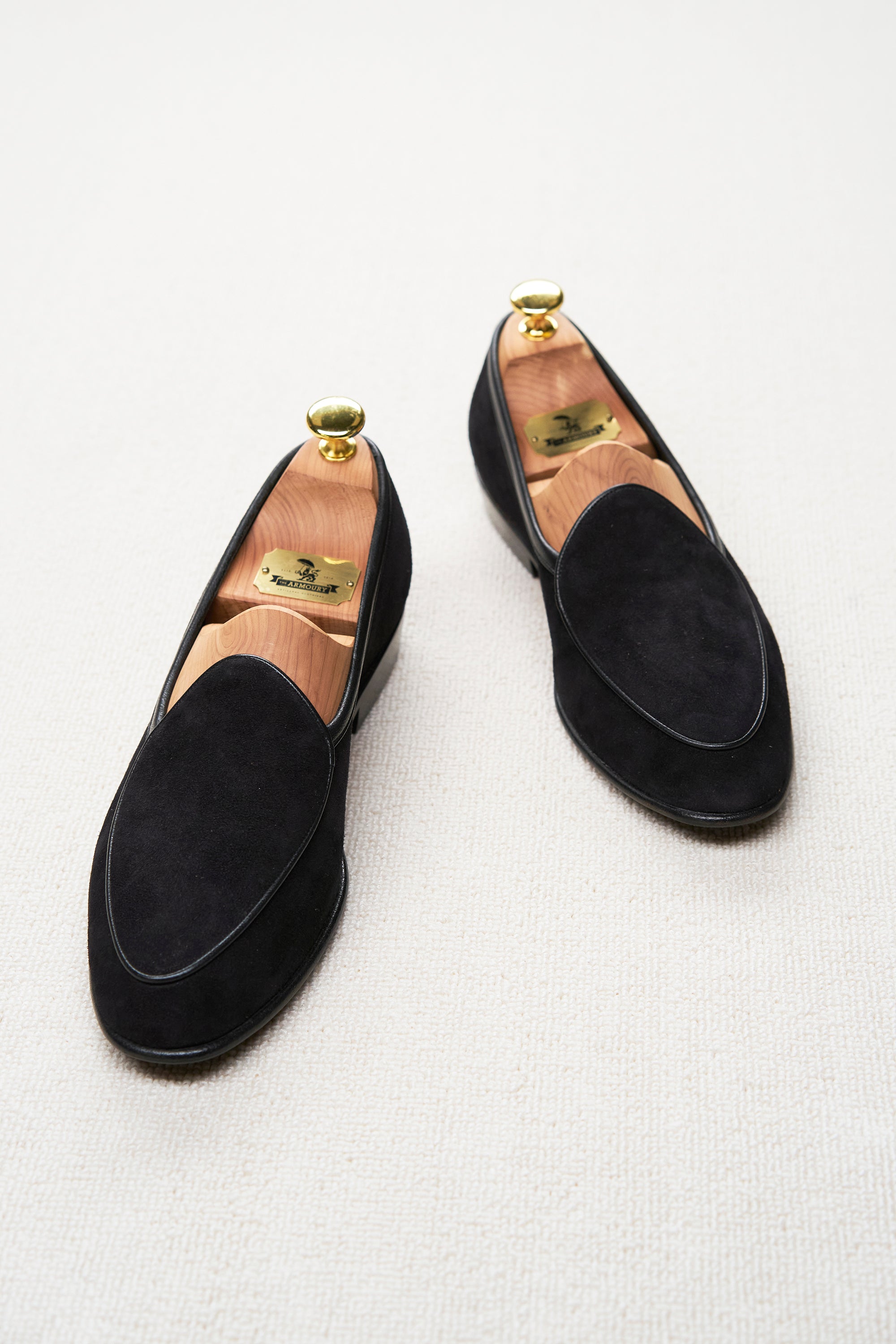 Baudoin & Lange Obsidian Black Sagan Lamb Suede Loafers