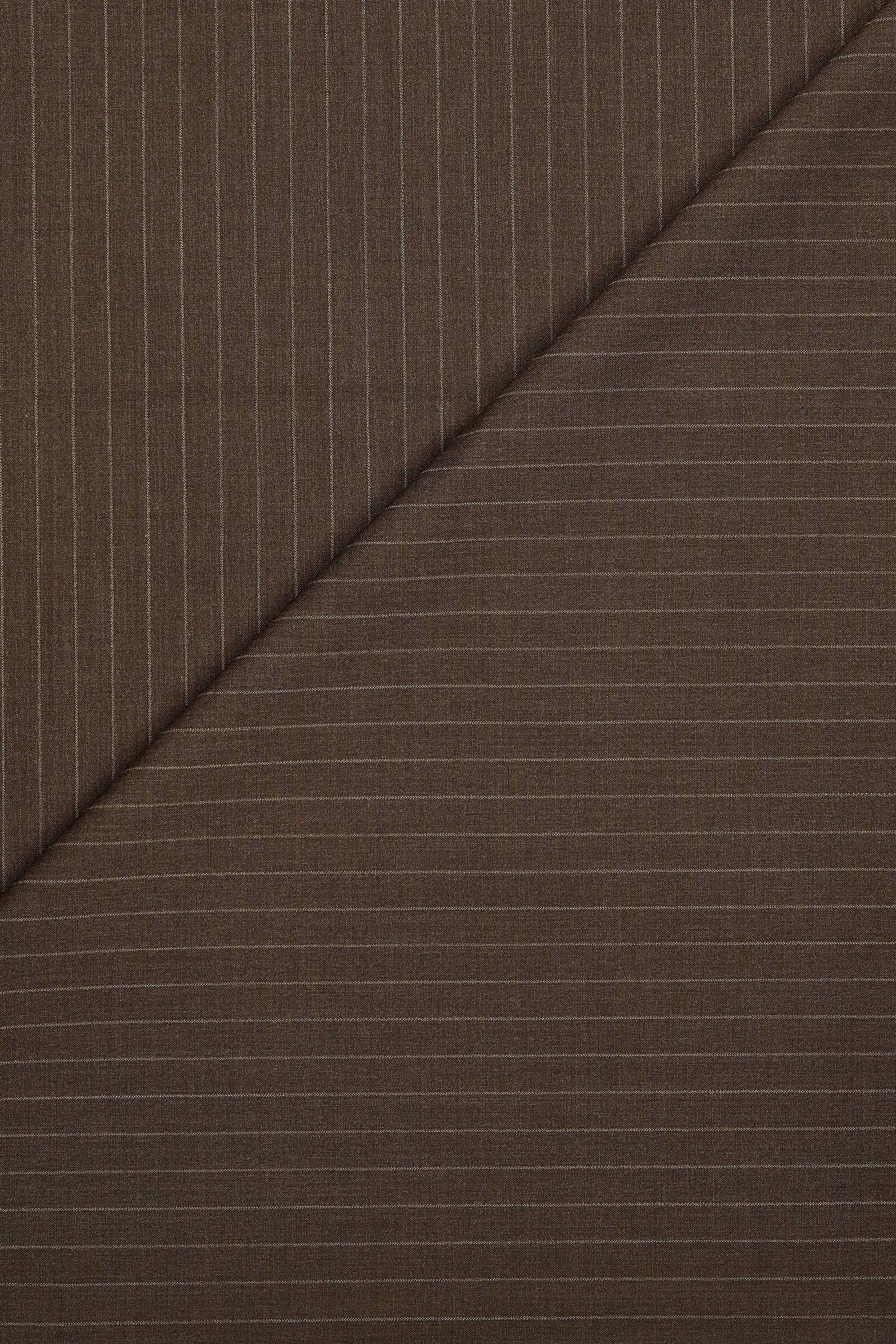 Drago Brown Wool High Twist Chalk Stripe Cloth - 3m