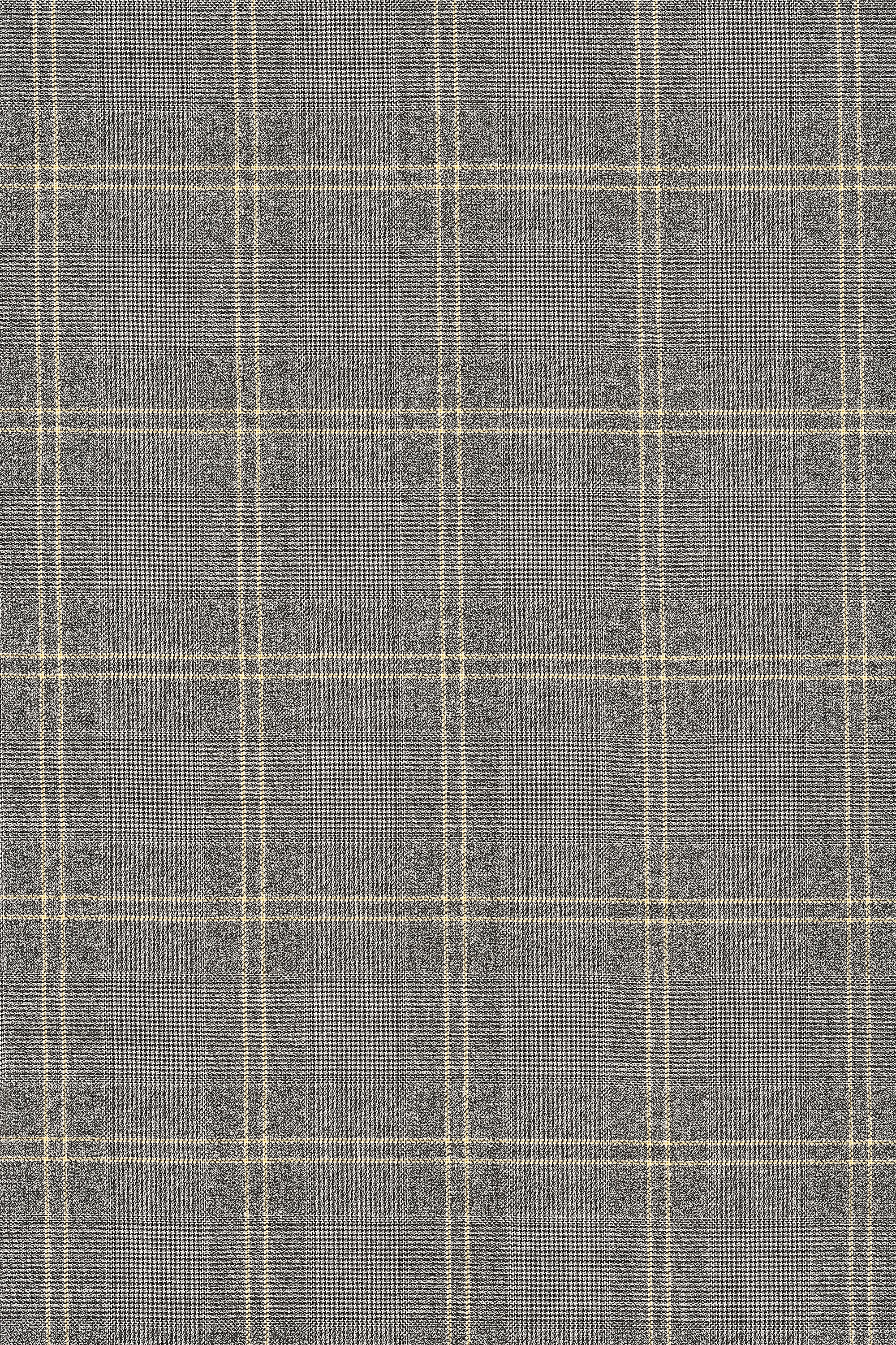 Lovat Grey with Yellow Prince of Wales Check Wool Cloth - 3.4m
