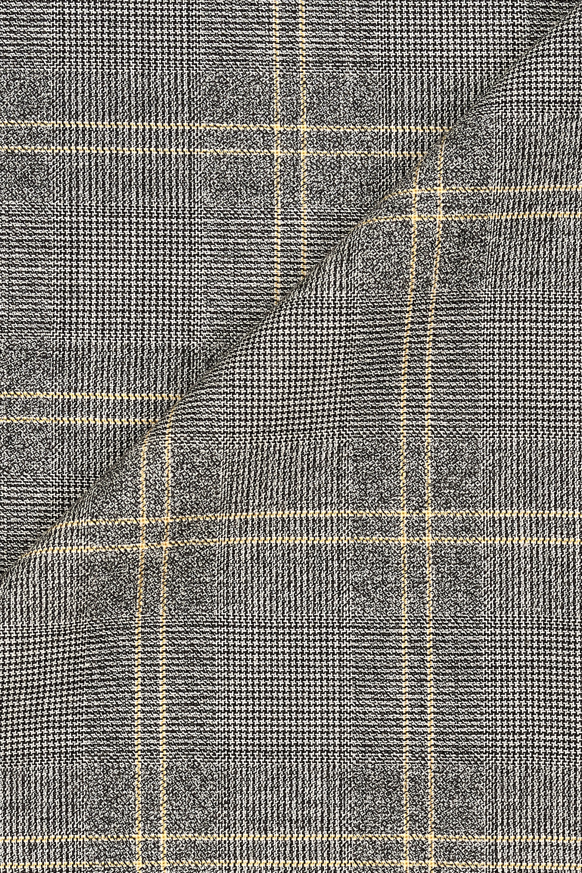 Lovat Grey with Yellow Prince of Wales Check Wool Cloth - 3.4m