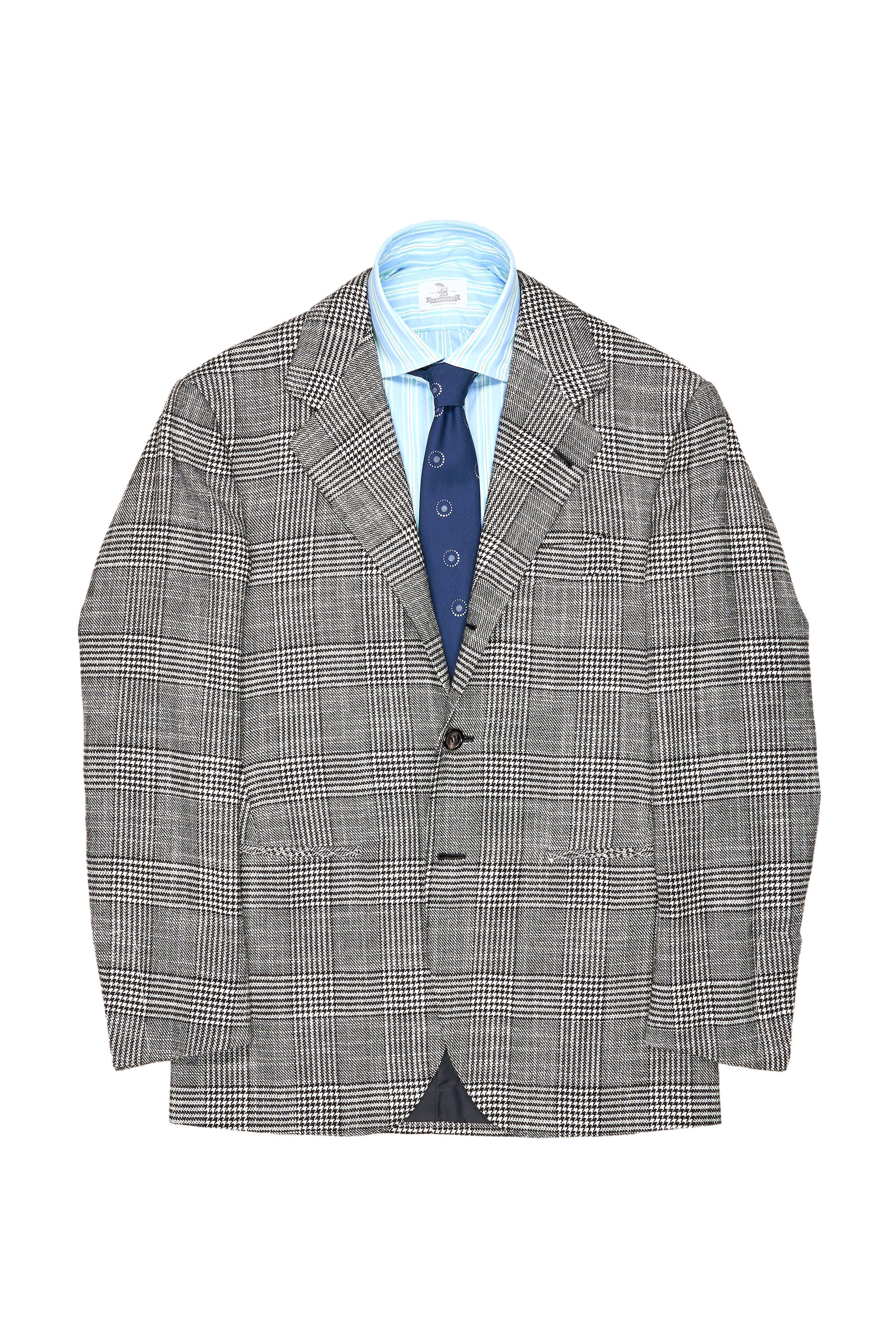 Liverano Grey Wool Silk Glen Check Sport Coat