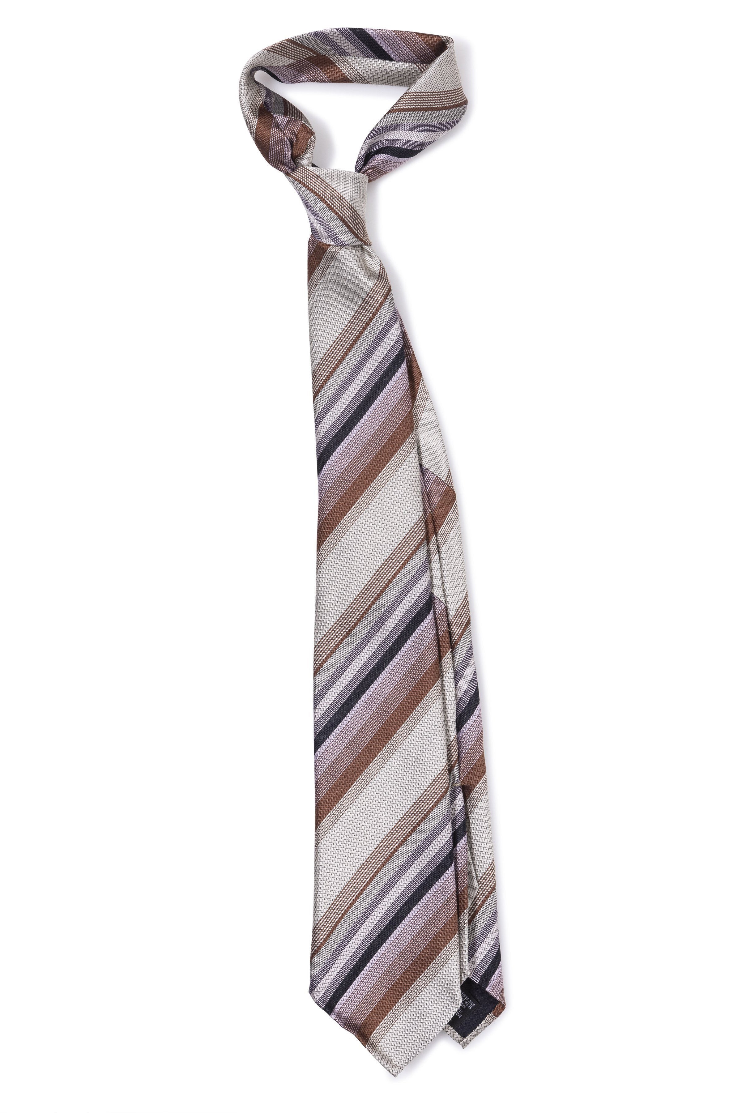 Tie Your Tie Silver/Brown/Purple/Navy Seven Fold Silk Tie