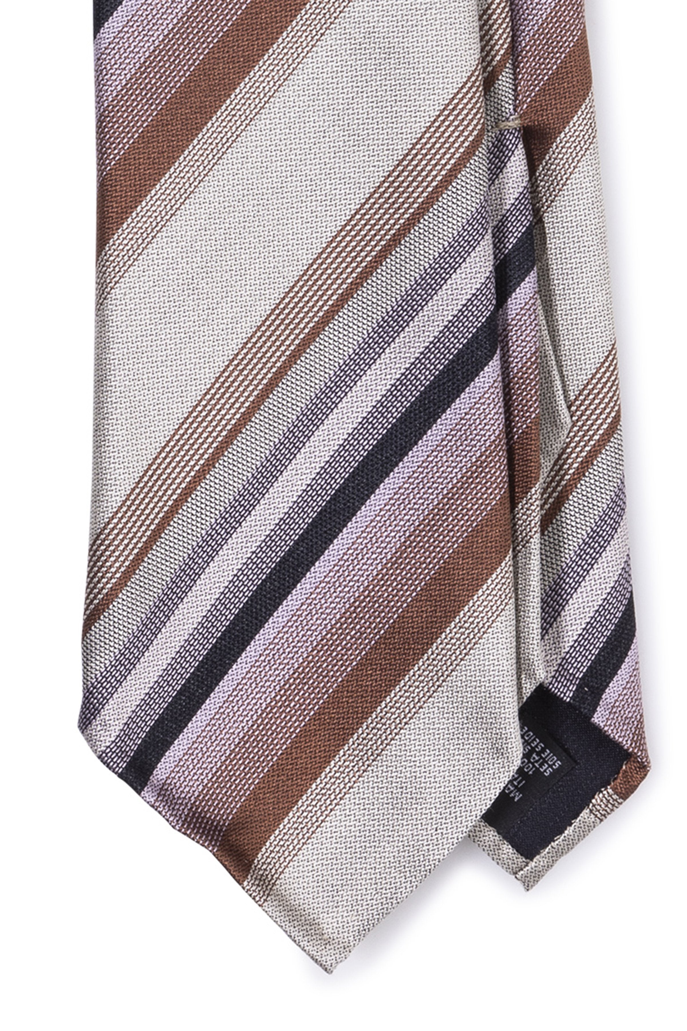 Tie Your Tie Silver/Brown/Purple/Navy Seven Fold Silk Tie