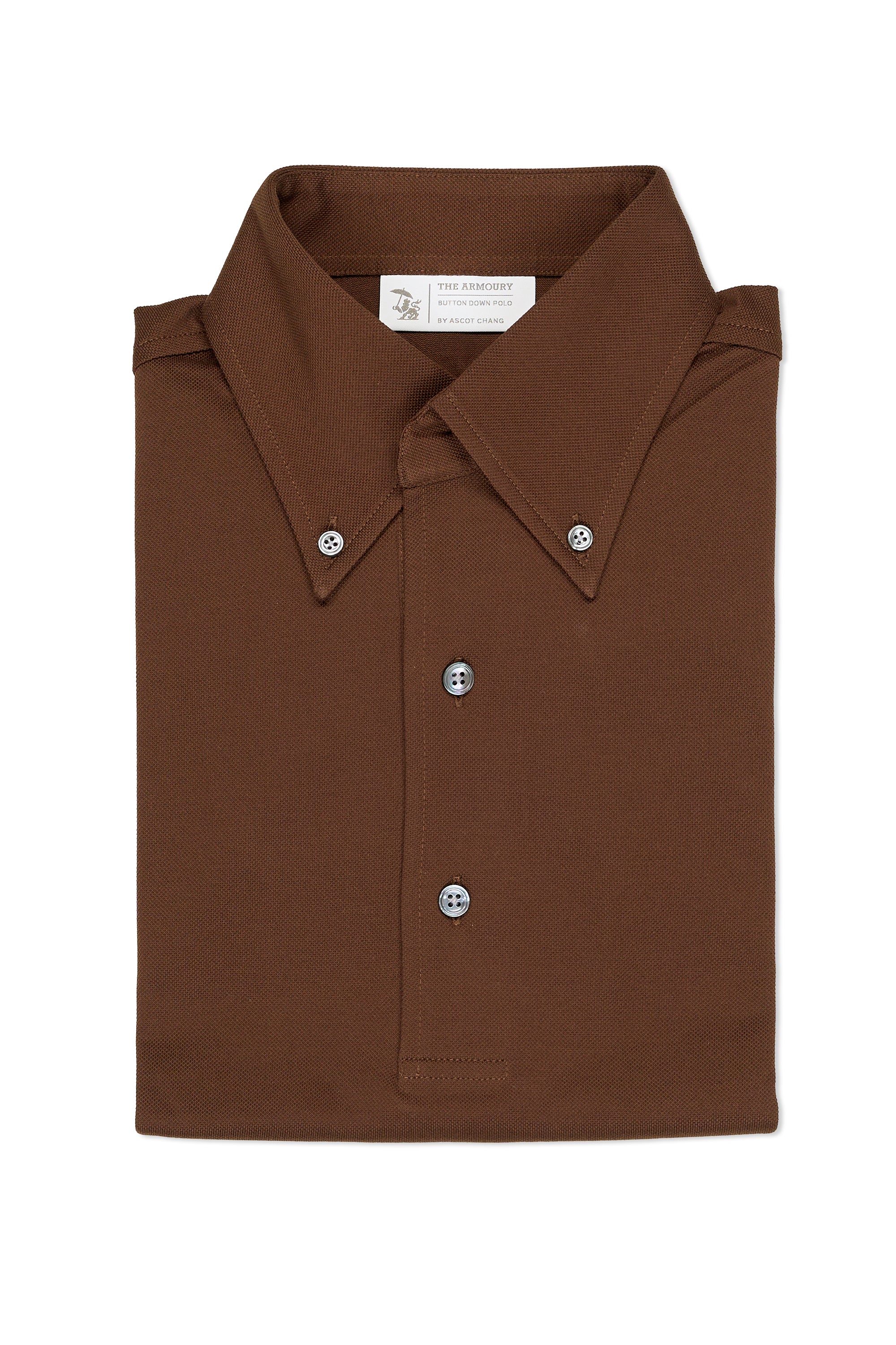 The Armoury Tobacco Cotton Long Sleeve Button Down Polo