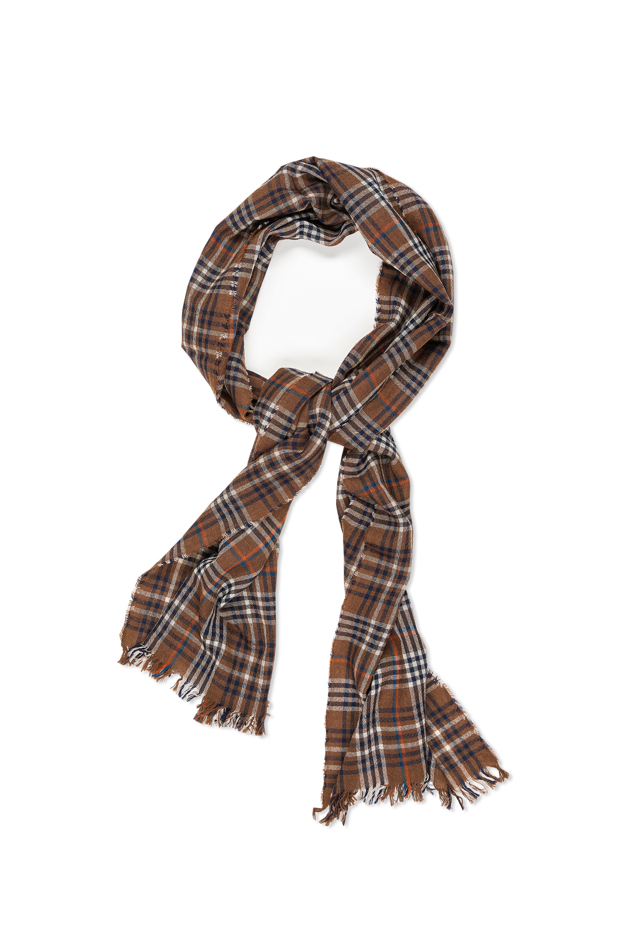 Drake's Brown Merino Wool Light Crinkle Scarf