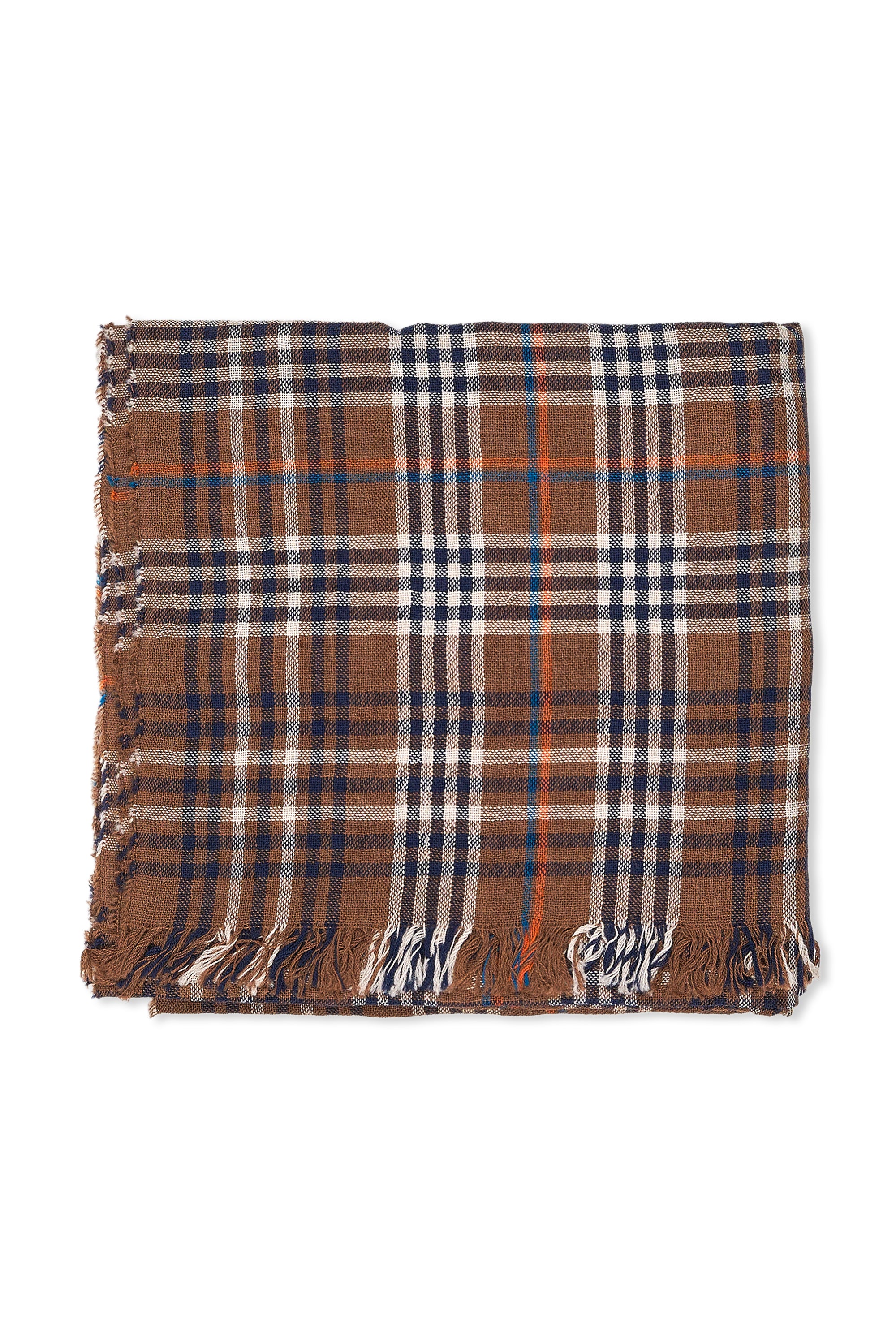 Drake's Brown Merino Wool Light Crinkle Scarf