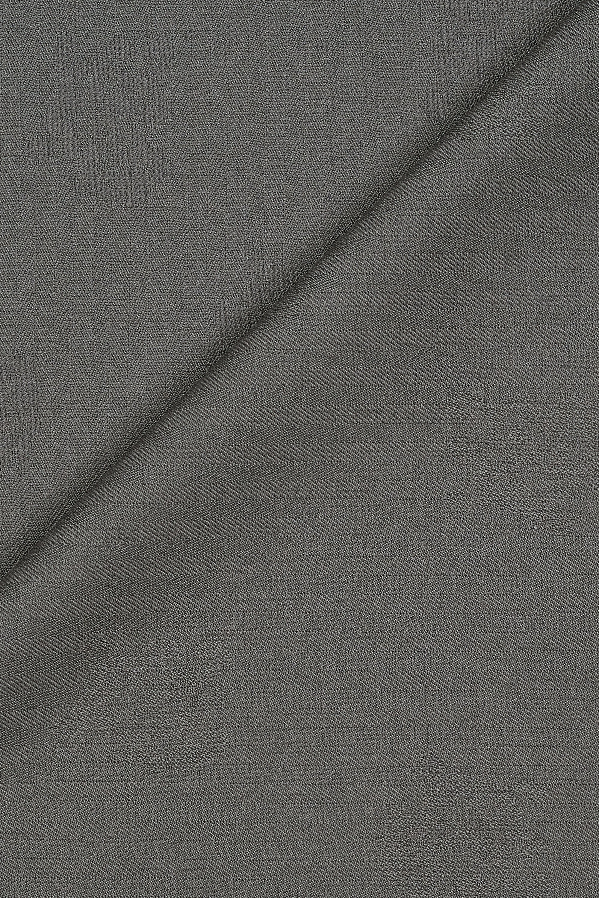 Standeven Grey Herringbone with Motif Super 100's Wool Cloth - 4m