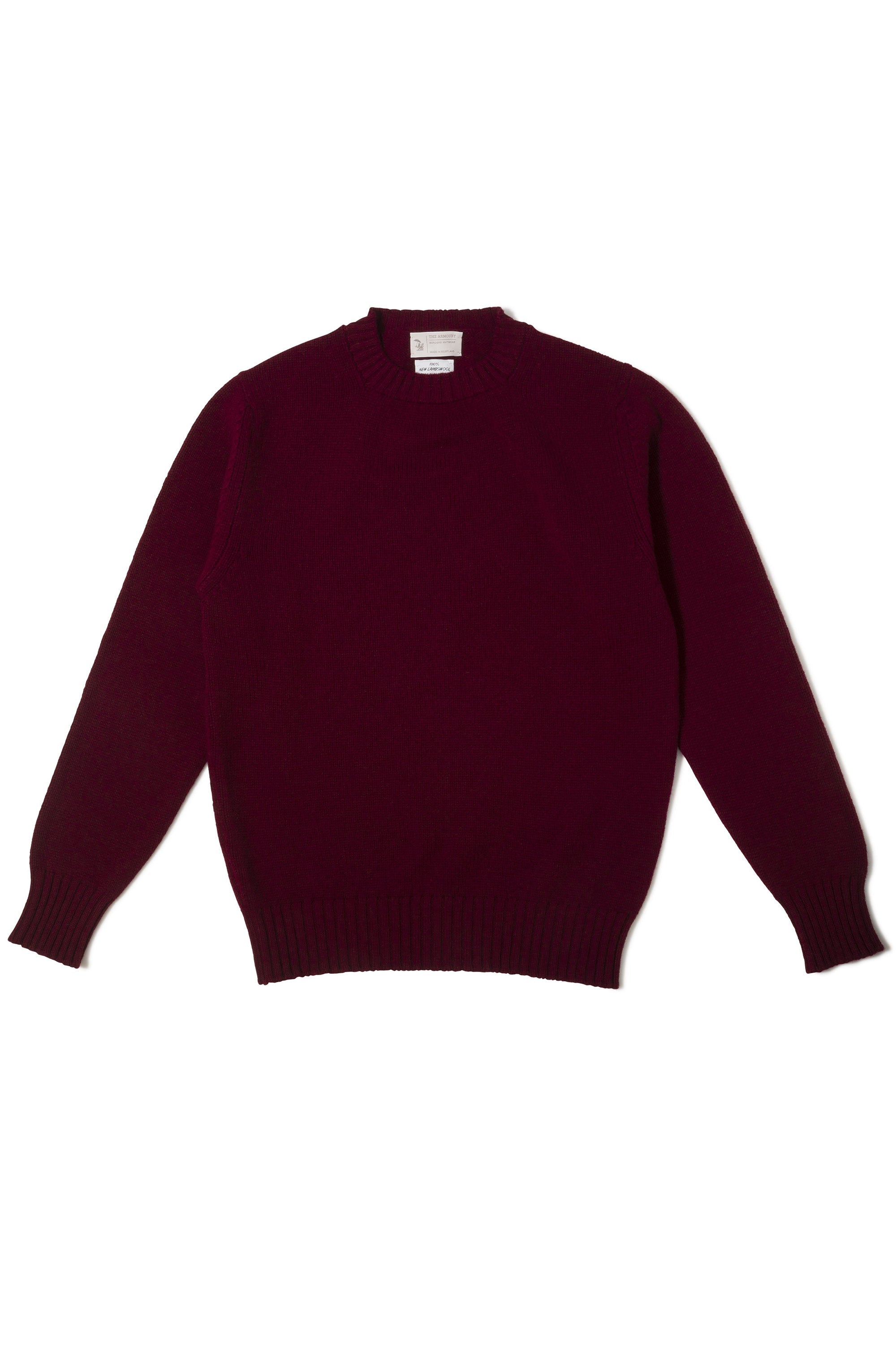 The Armoury Burgundy 4-ply Lambswool Crewneck Sweater