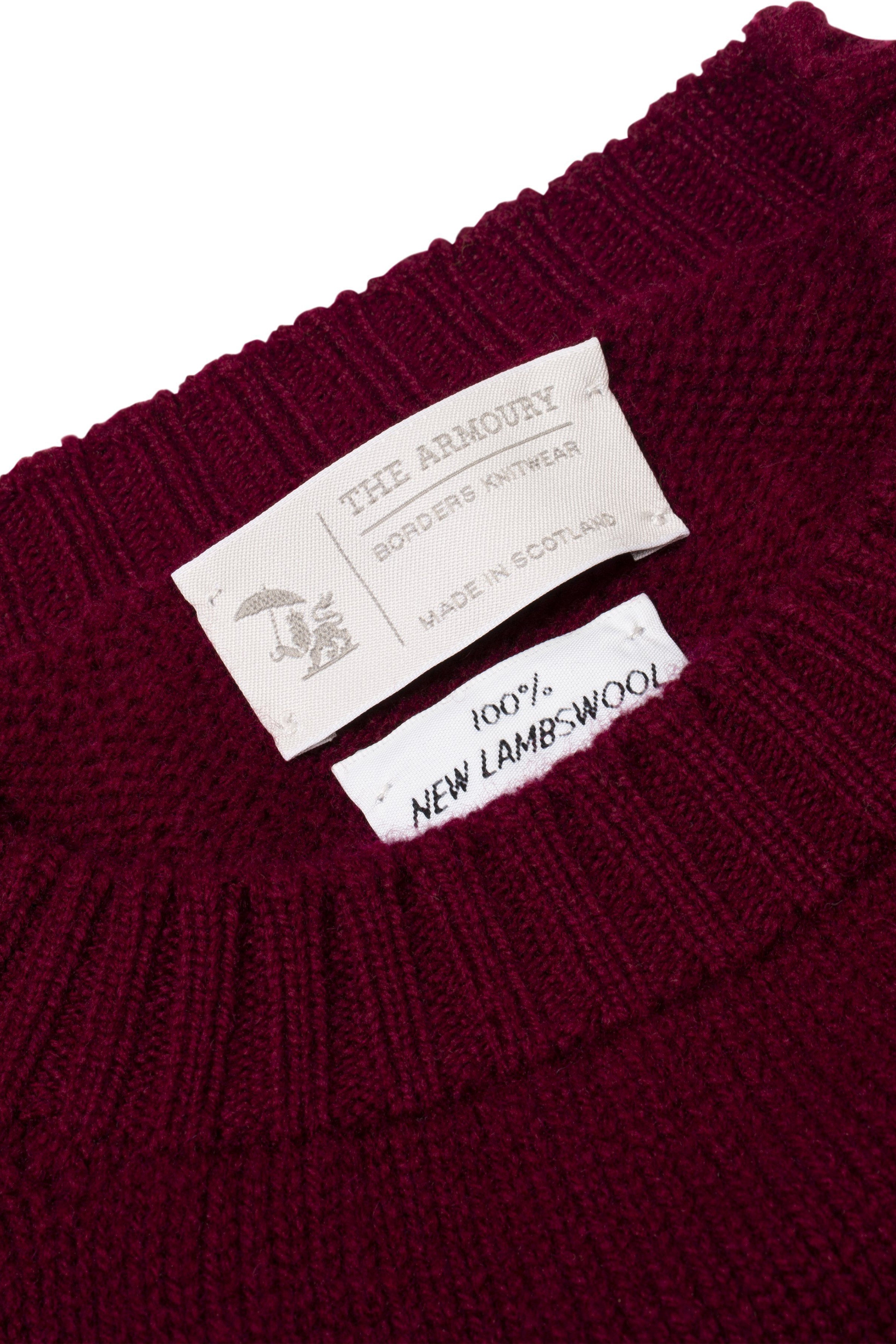 The Armoury Burgundy 4-ply Lambswool Crewneck Sweater