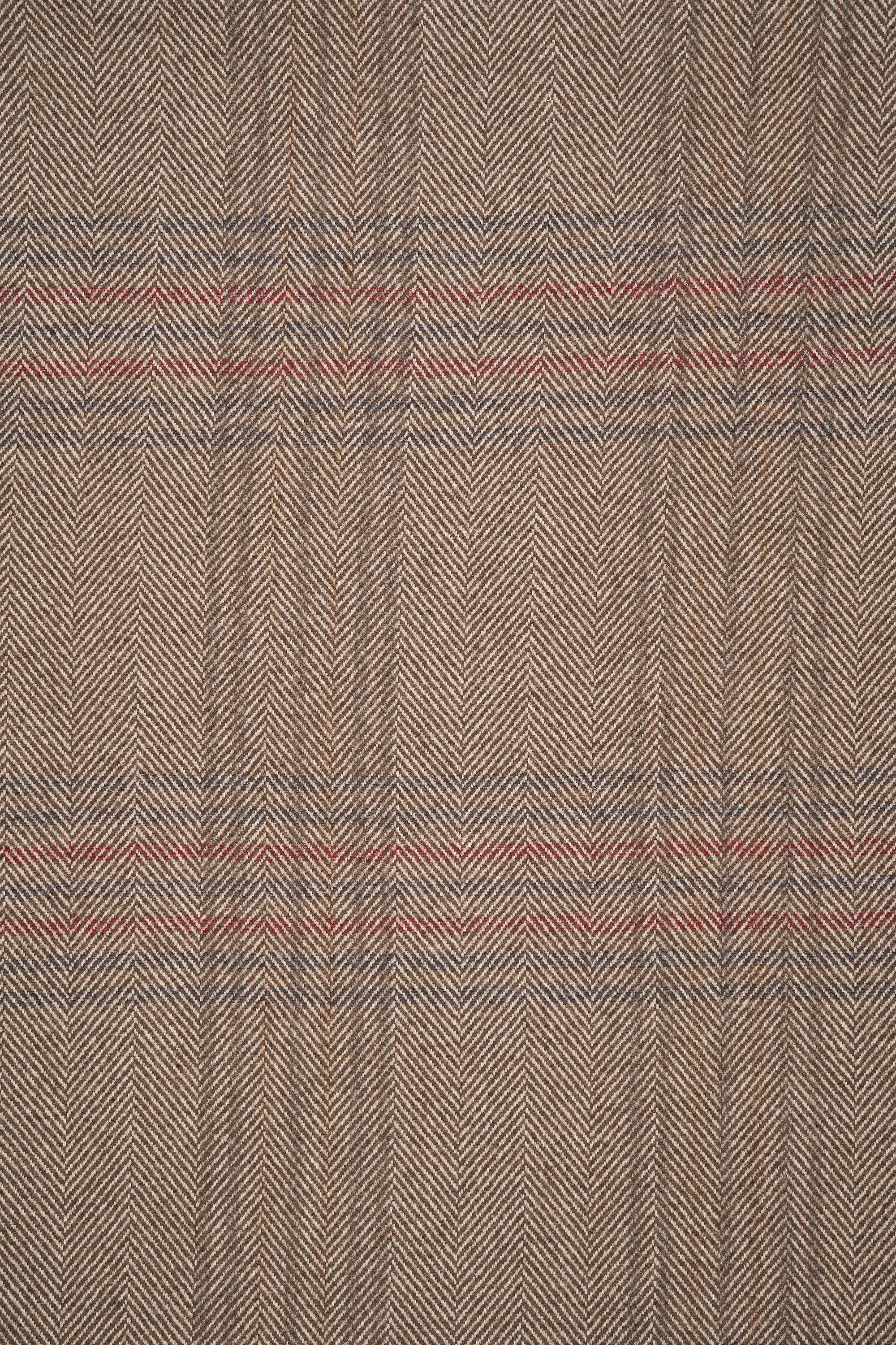 Lanificio Corrado Brown with Red/Blue Herringbone Virgin Wool Cloth - 2.9m