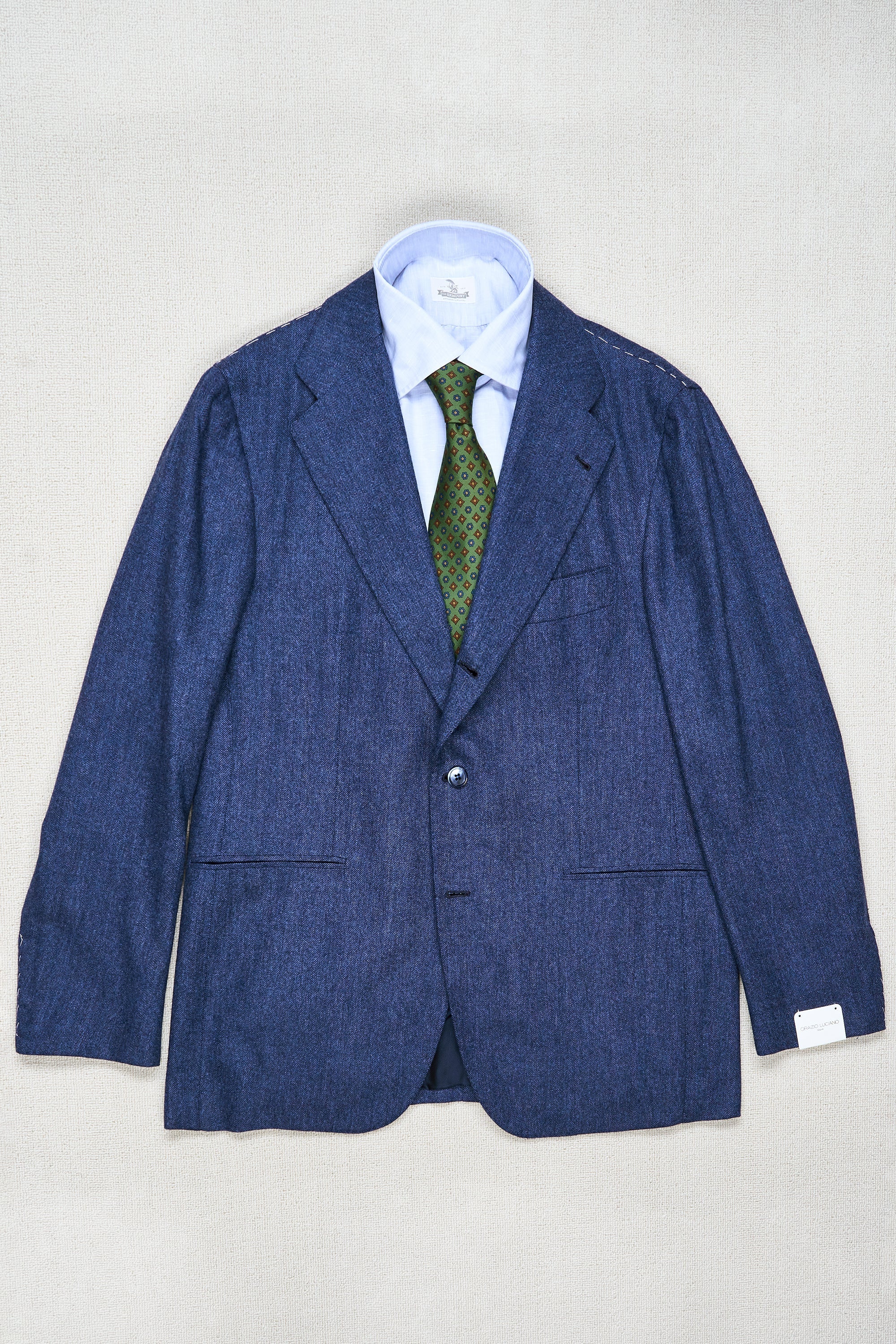 Orazio Luciano T1000 Blue Wool Herringbone Sport Coat