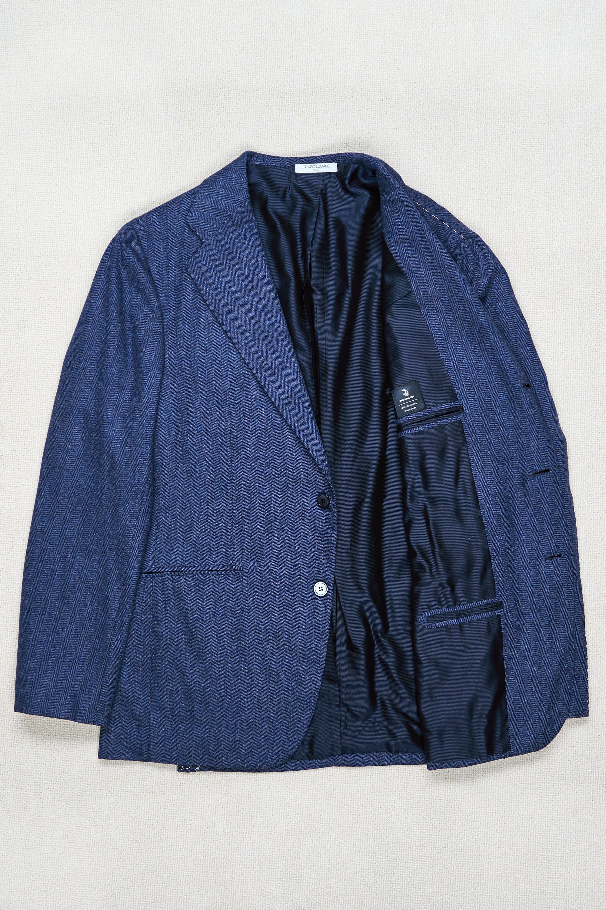 Orazio Luciano T1000 Blue Wool Herringbone Sport Coat