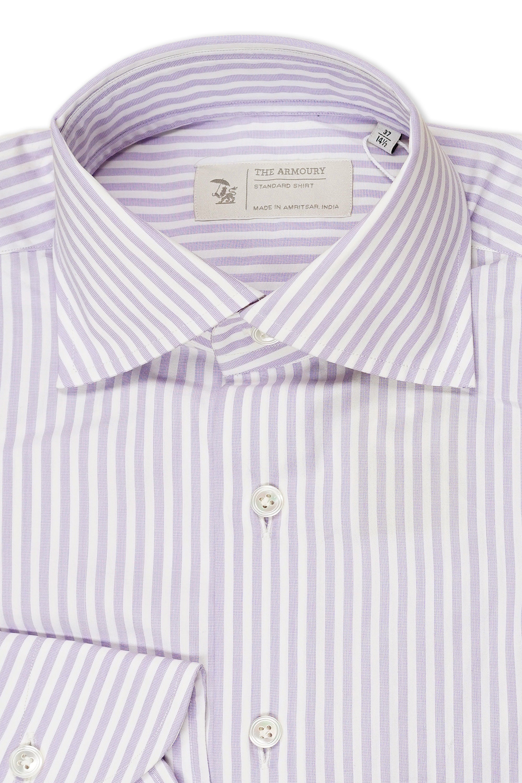 The Armoury by 100 Hands Purple/White Stripe Cotton Spread Collar Shirt